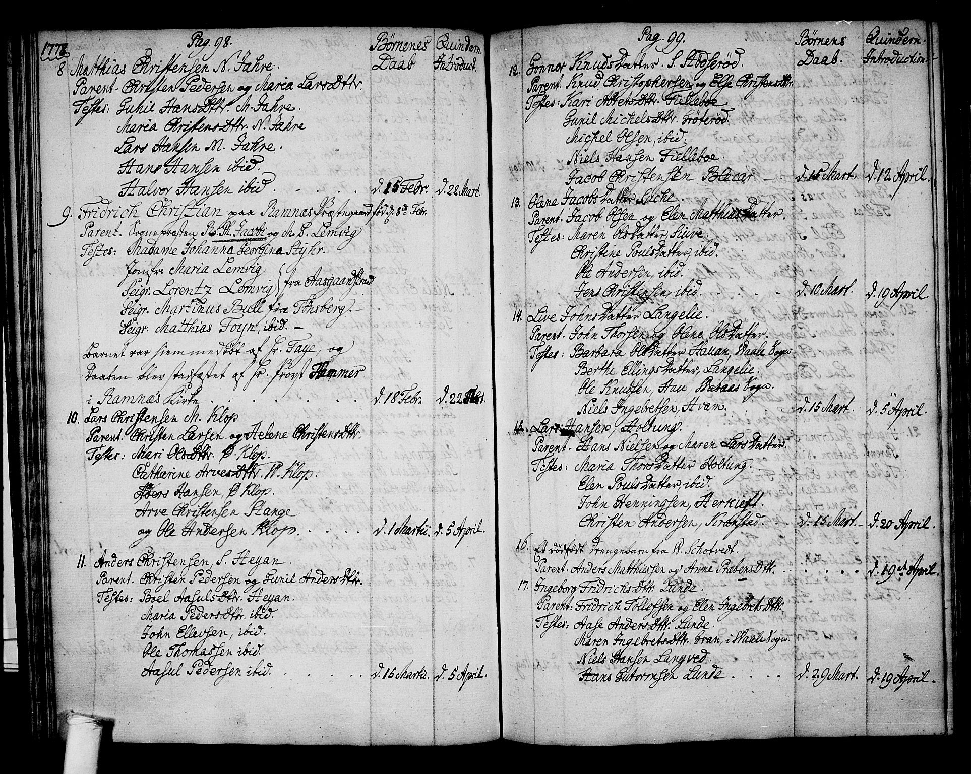 Ramnes kirkebøker, AV/SAKO-A-314/F/Fa/L0002: Parish register (official) no. I 2, 1773-1790, p. 98-99