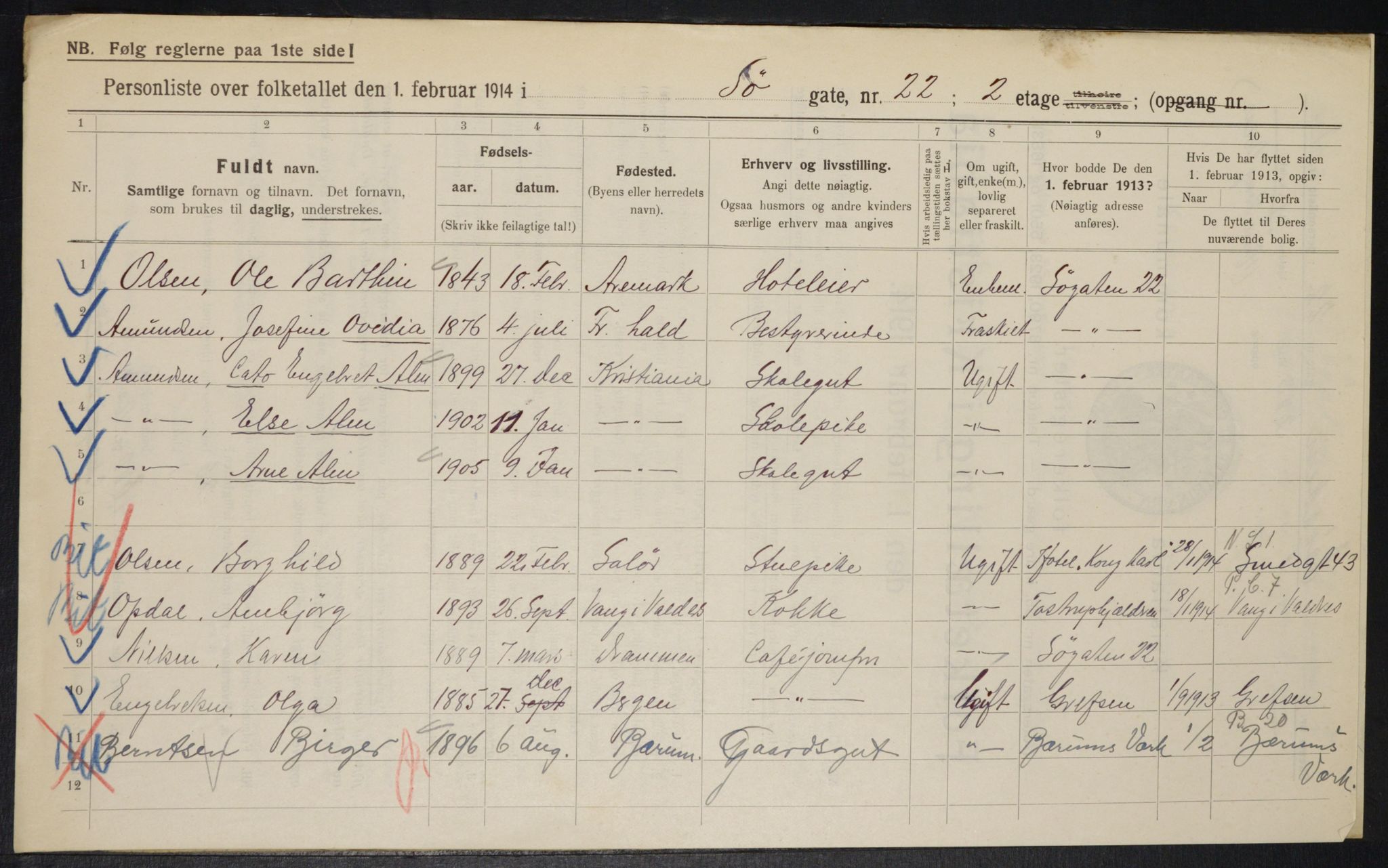 OBA, Municipal Census 1914 for Kristiania, 1914, p. 95128