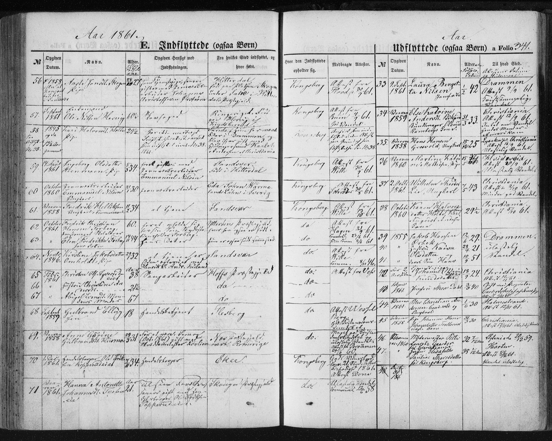 Kongsberg kirkebøker, AV/SAKO-A-22/F/Fa/L0010: Parish register (official) no. I 10, 1859-1875, p. 341