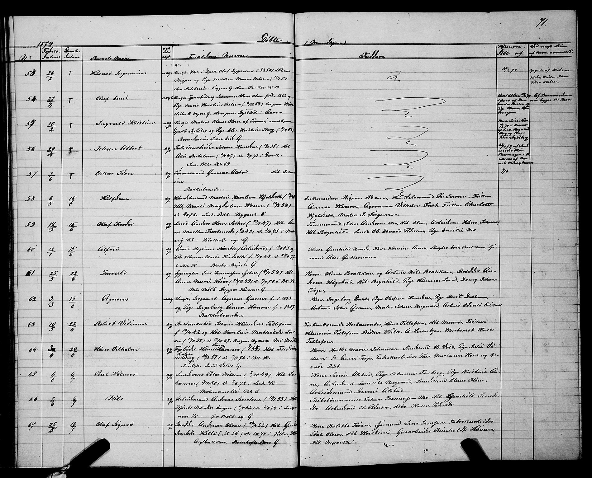 Ministerialprotokoller, klokkerbøker og fødselsregistre - Sør-Trøndelag, AV/SAT-A-1456/604/L0220: Parish register (copy) no. 604C03, 1870-1885, p. 71