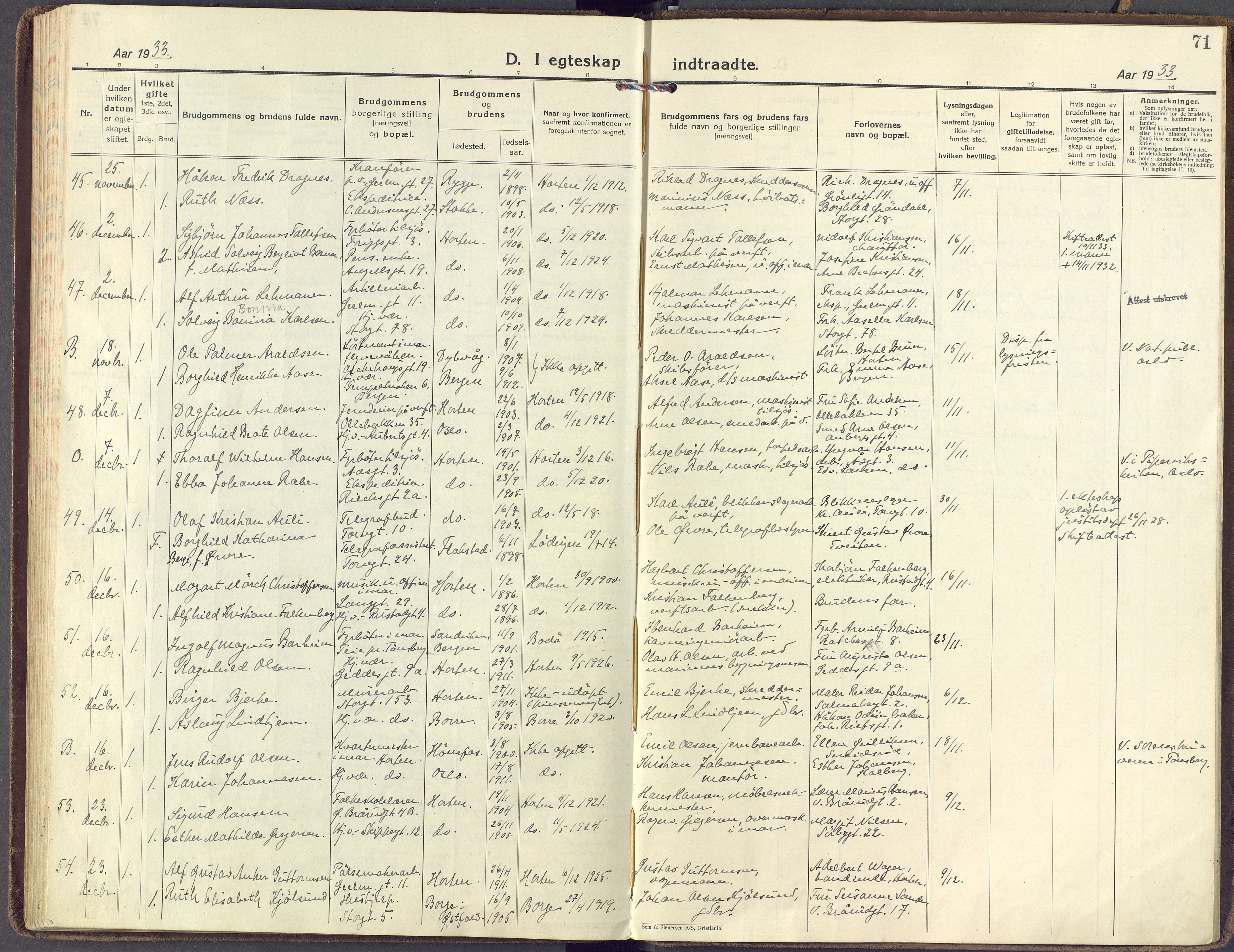 Horten kirkebøker, SAKO/A-348/F/Fa/L0009: Parish register (official) no. 9, 1925-1936, p. 71