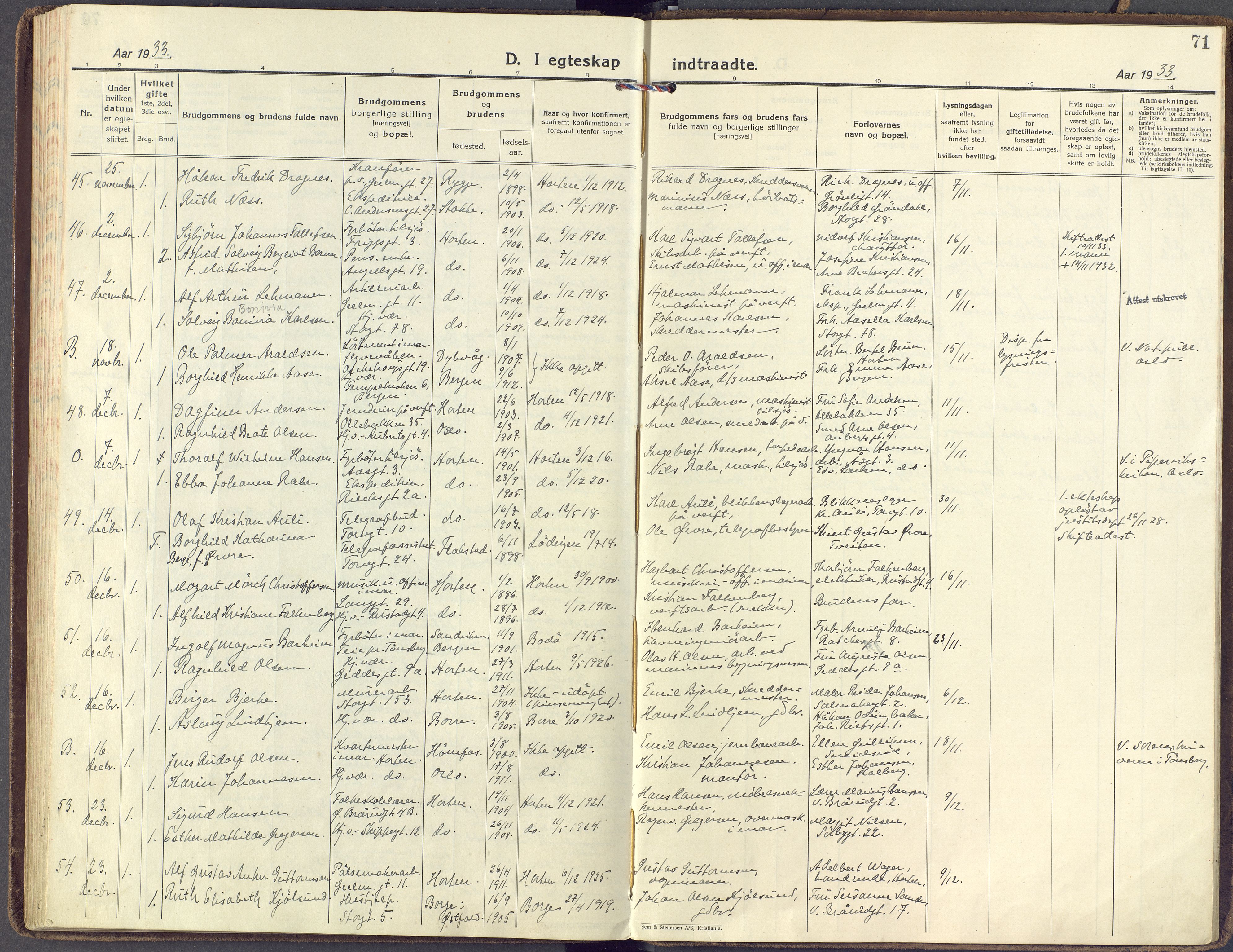 Horten kirkebøker, AV/SAKO-A-348/F/Fa/L0009: Parish register (official) no. 9, 1925-1936, p. 71