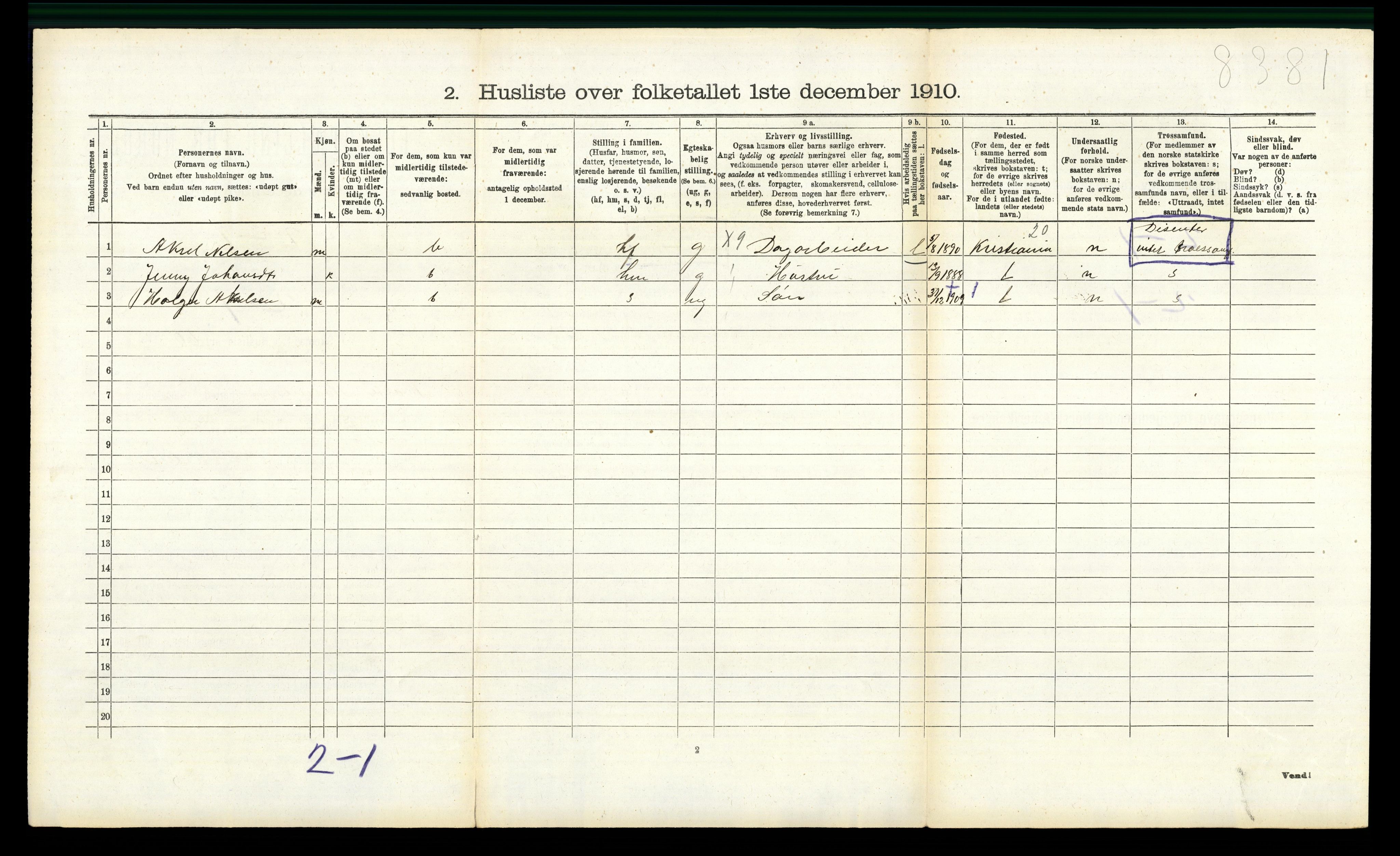 RA, 1910 census for Nannestad, 1910, p. 318