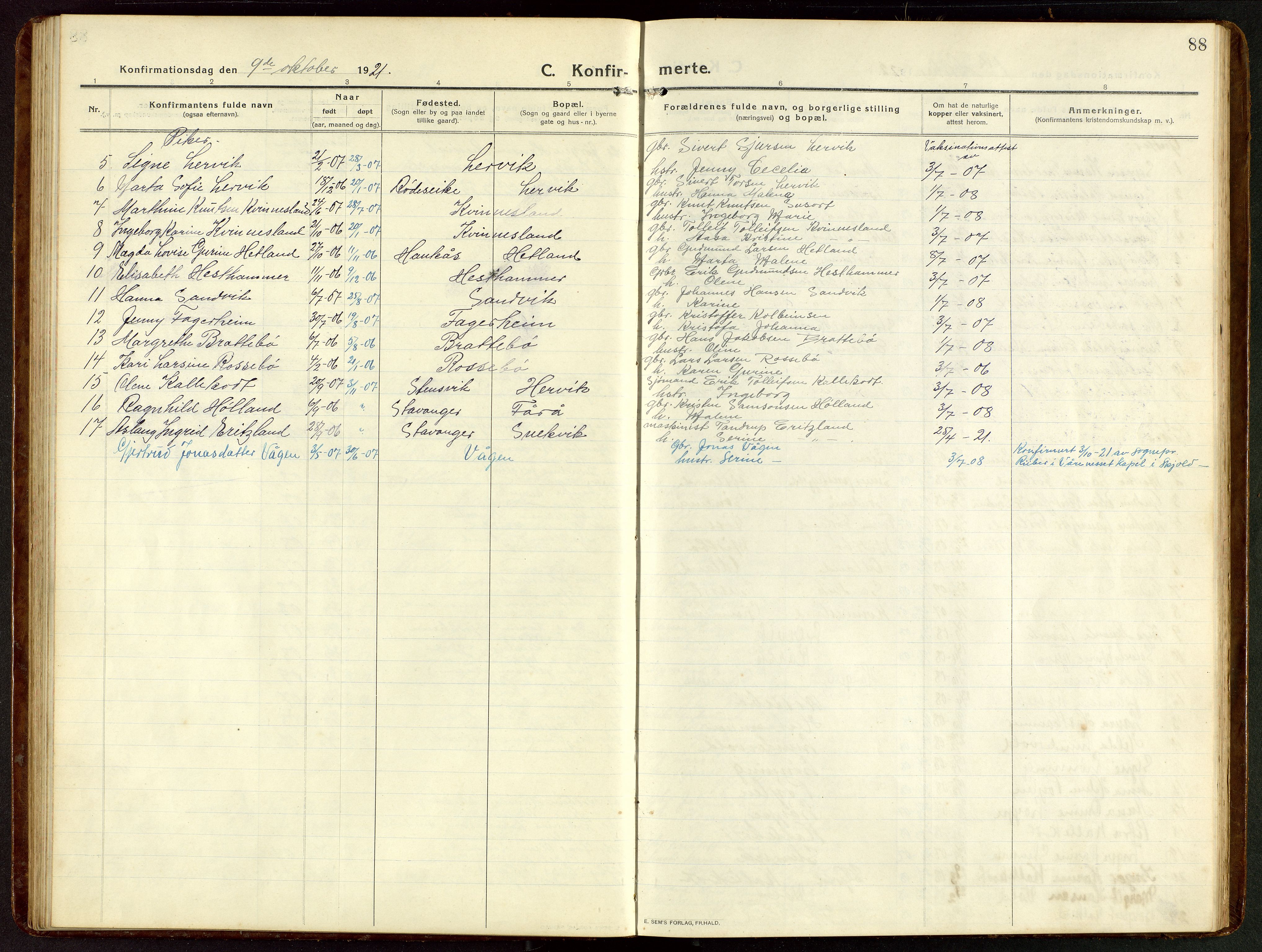 Tysvær sokneprestkontor, AV/SAST-A -101864/H/Ha/Hab/L0011: Parish register (copy) no. B 11, 1913-1946, p. 88