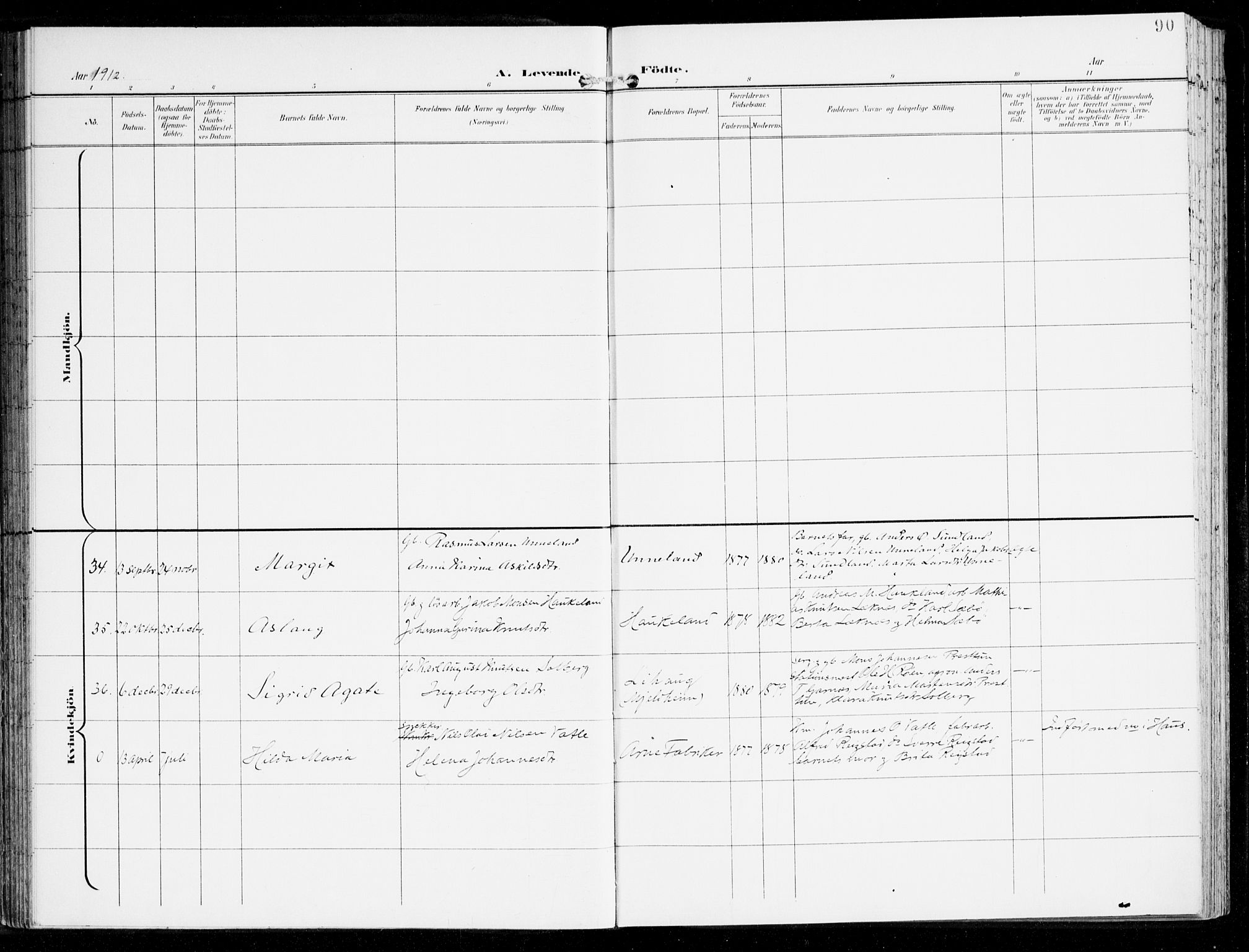 Haus sokneprestembete, AV/SAB-A-75601/H/Haa: Parish register (official) no. D 2, 1899-1912, p. 90