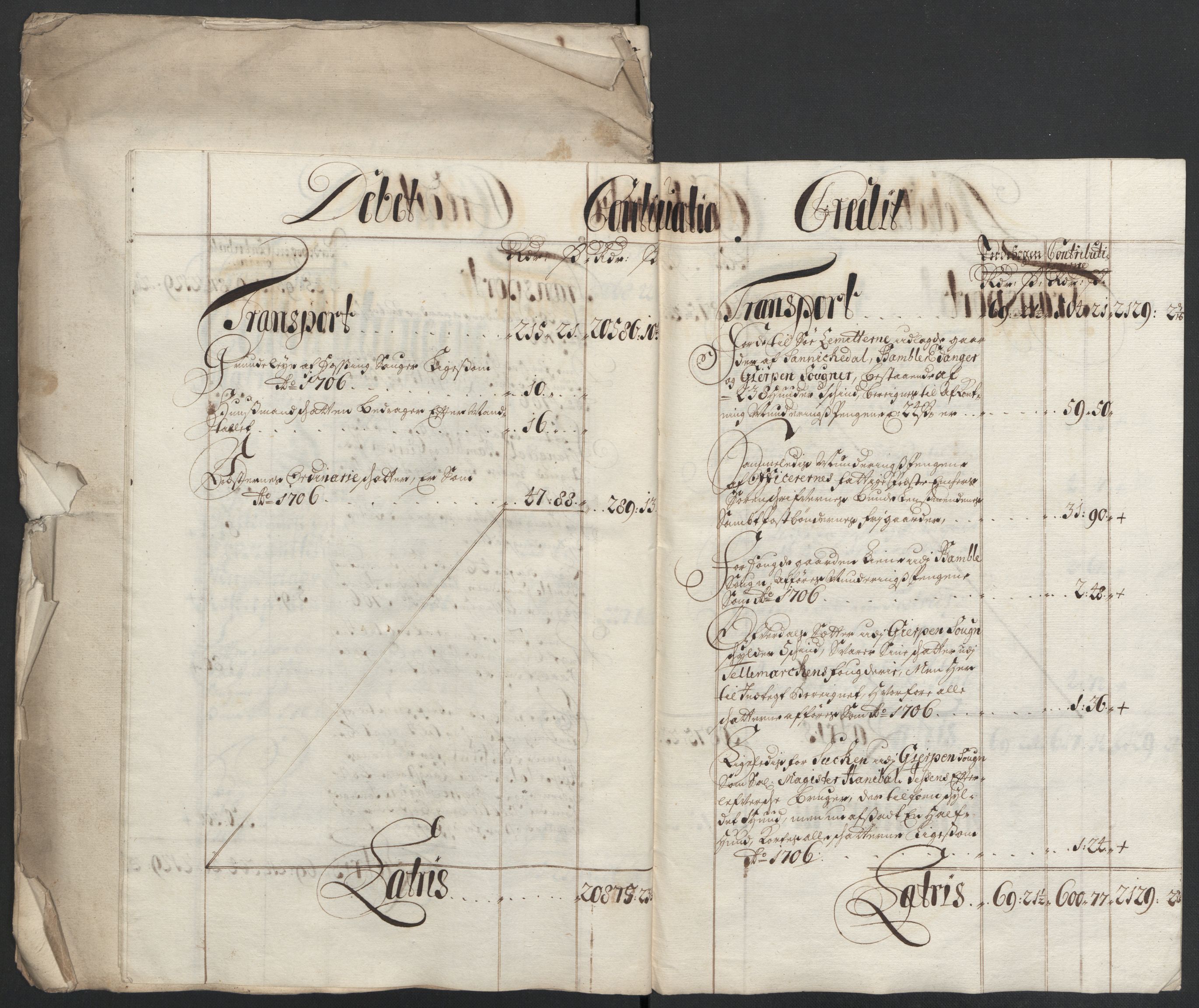 Rentekammeret inntil 1814, Reviderte regnskaper, Fogderegnskap, AV/RA-EA-4092/R36/L2116: Fogderegnskap Øvre og Nedre Telemark og Bamble, 1706-1707, p. 189