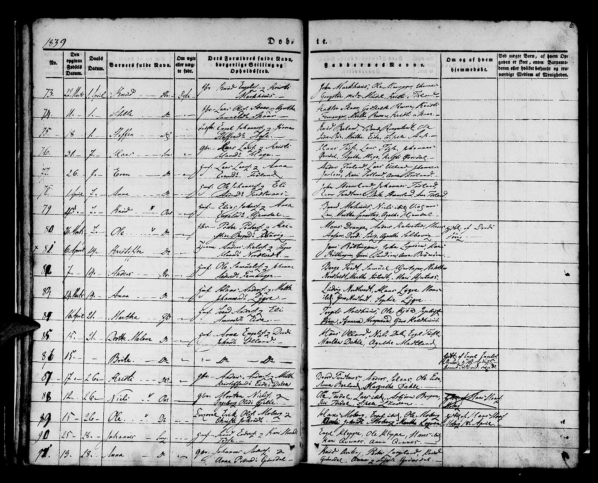 Os sokneprestembete, AV/SAB-A-99929: Parish register (official) no. A 15, 1839-1851, p. 6