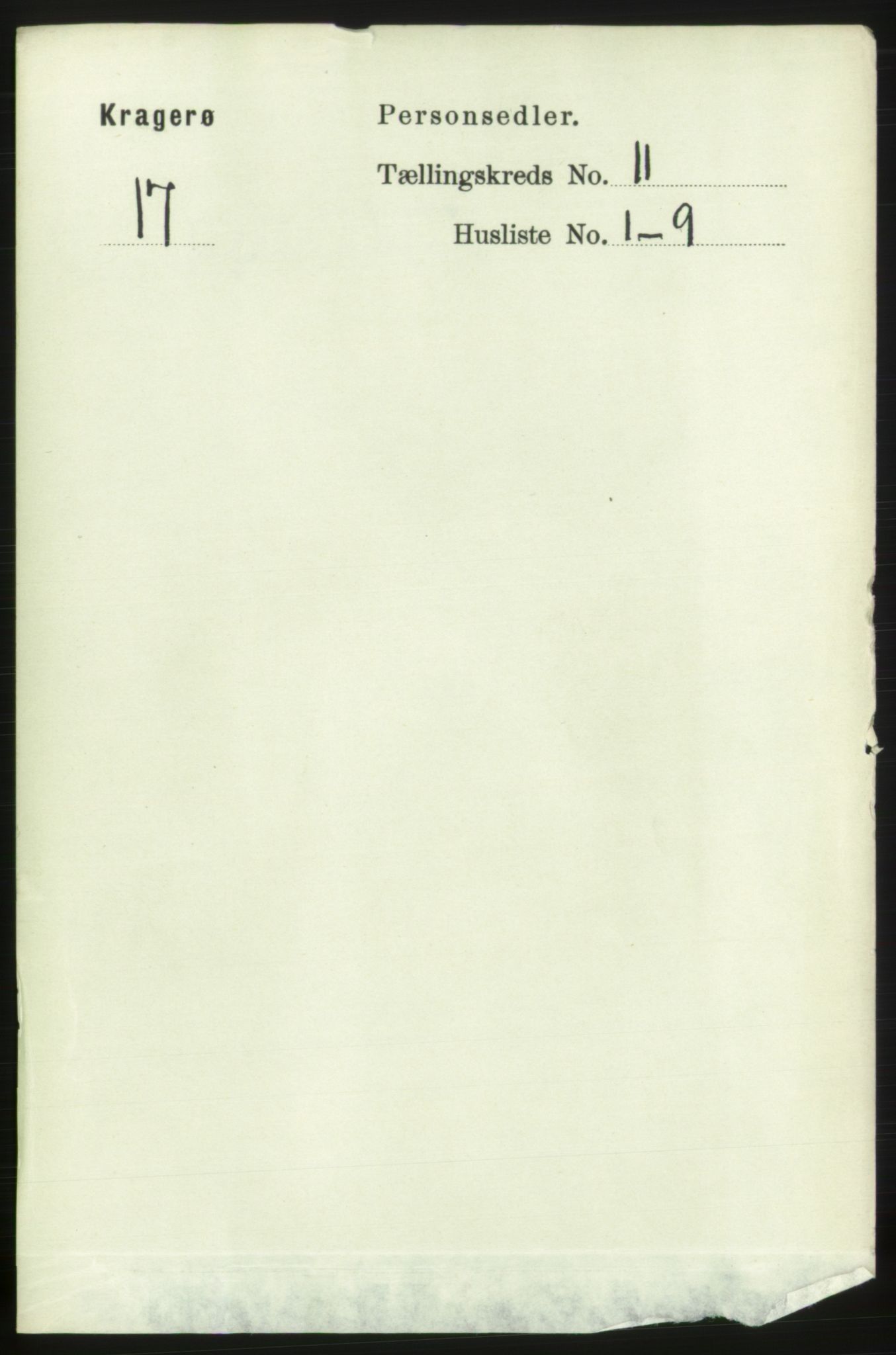 RA, 1891 census for 0801 Kragerø, 1891, p. 3850