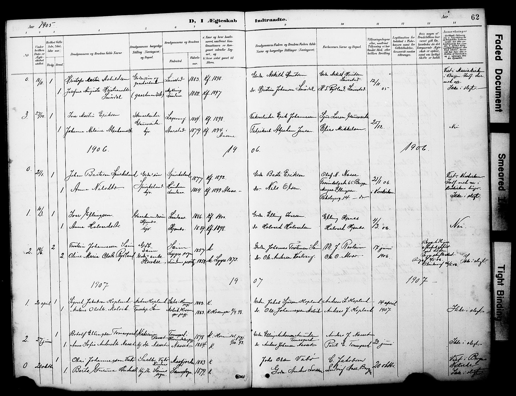 Alversund Sokneprestembete, SAB/A-73901/H/Ha/Hab: Parish register (copy) no. D 3, 1890-1908, p. 62