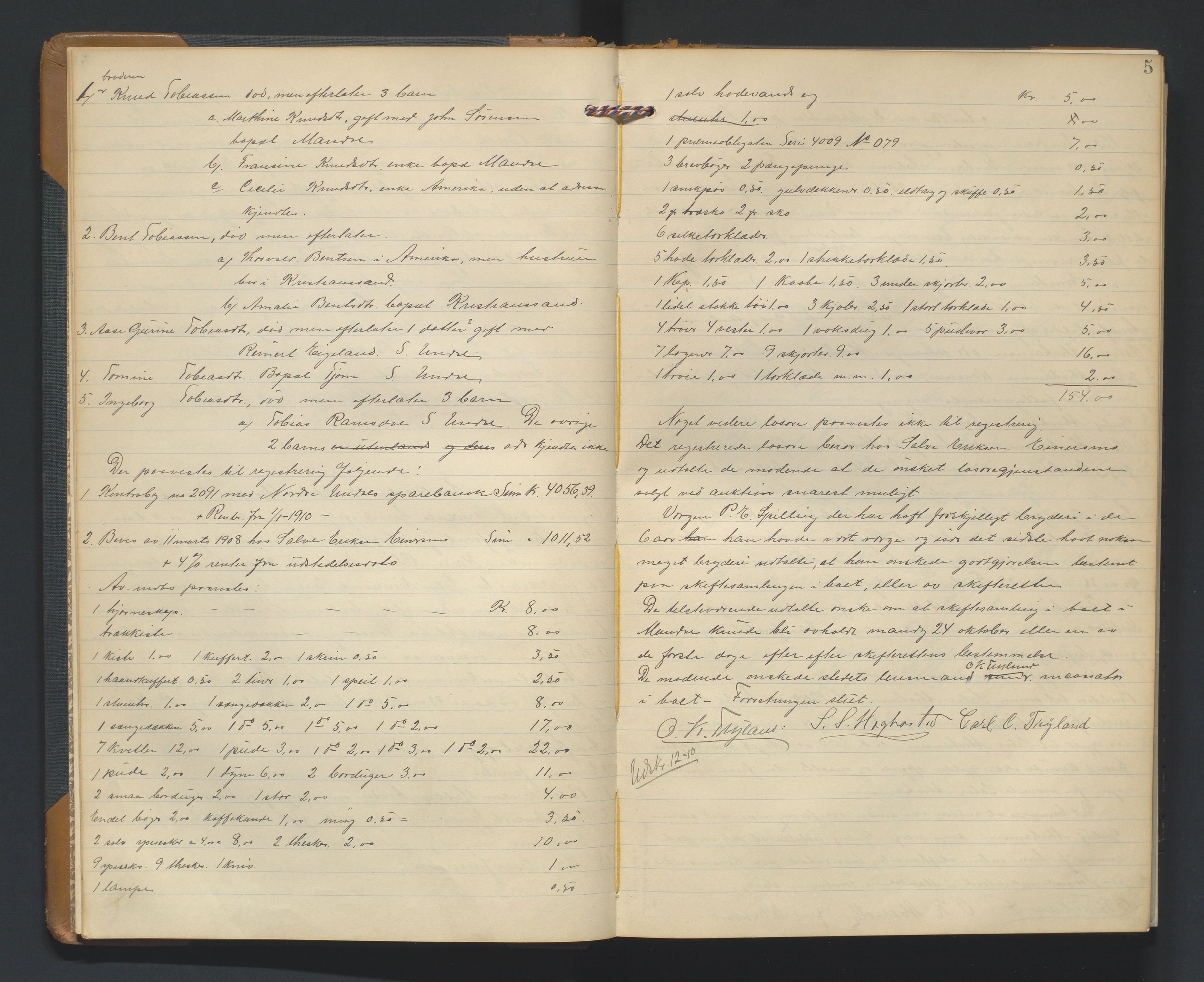 Mandal sorenskriveri, AV/SAK-1221-0005/001/H/Hc/L0058: Skifteregistreringsprotokoll nr 14 Nord Audnedal, 1910-1941, p. 5