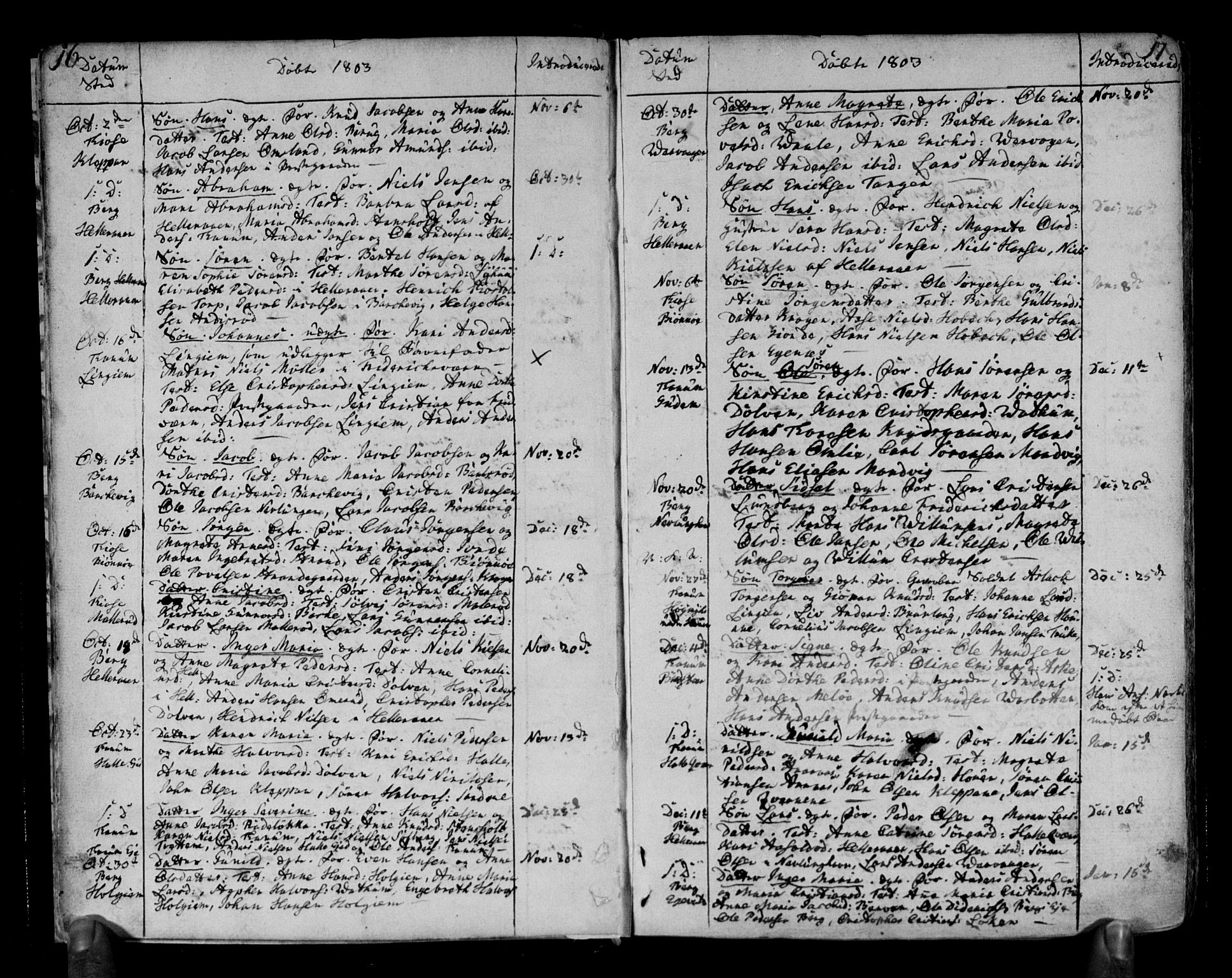 Brunlanes kirkebøker, SAKO/A-342/F/Fa/L0002: Parish register (official) no. I 2, 1802-1834, p. 16-17