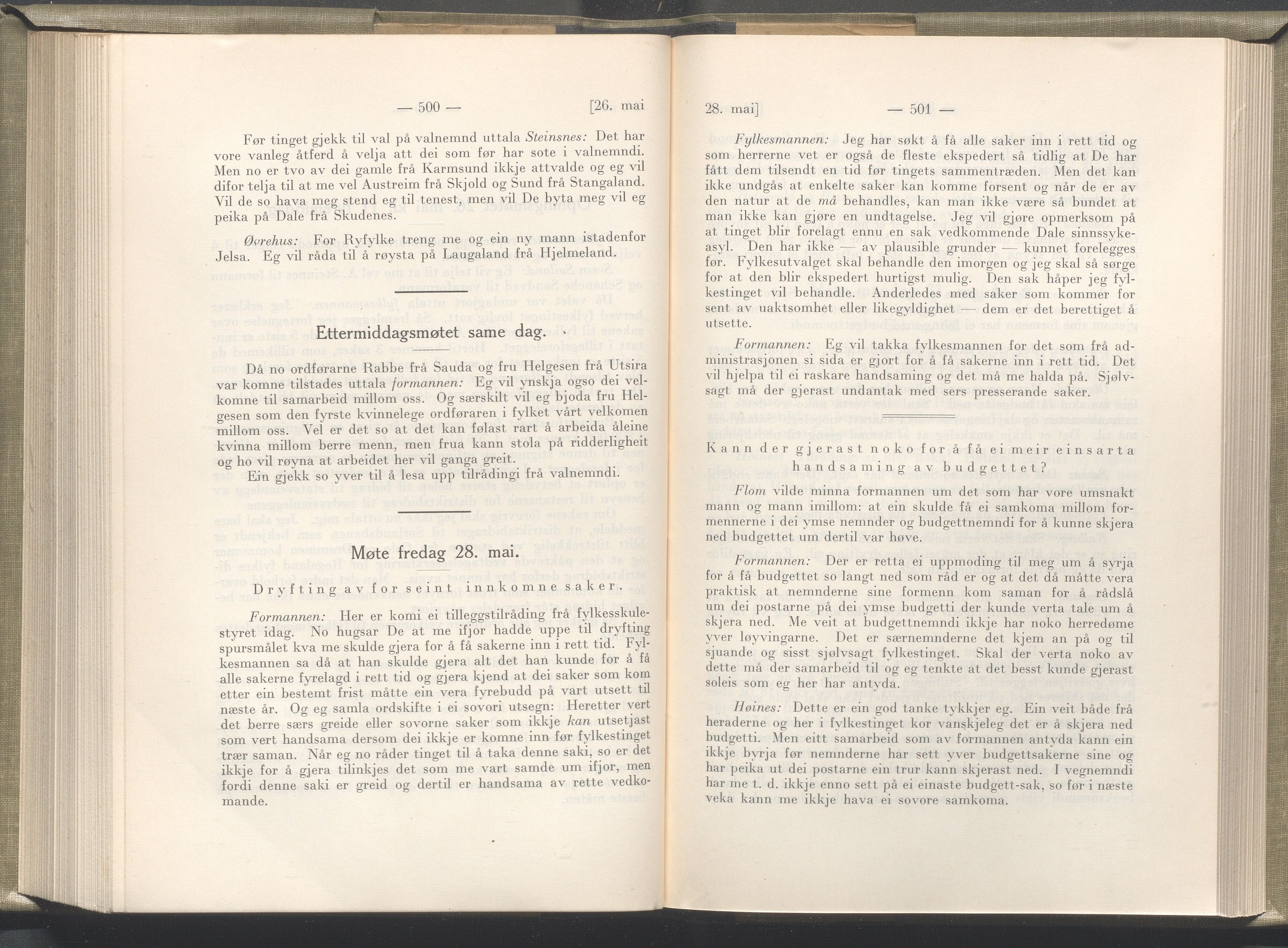 Rogaland fylkeskommune - Fylkesrådmannen , IKAR/A-900/A/Aa/Aaa/L0045: Møtebok , 1926, p. 500-501