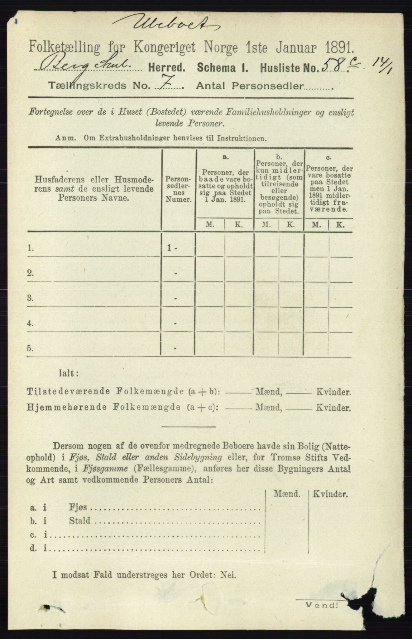 RA, 1891 census for 0116 Berg, 1891, p. 4963