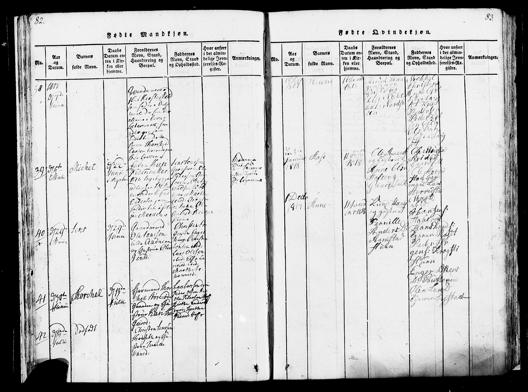 Løten prestekontor, SAH/PREST-022/K/Ka/L0005: Parish register (official) no. 5, 1814-1832, p. 82-83