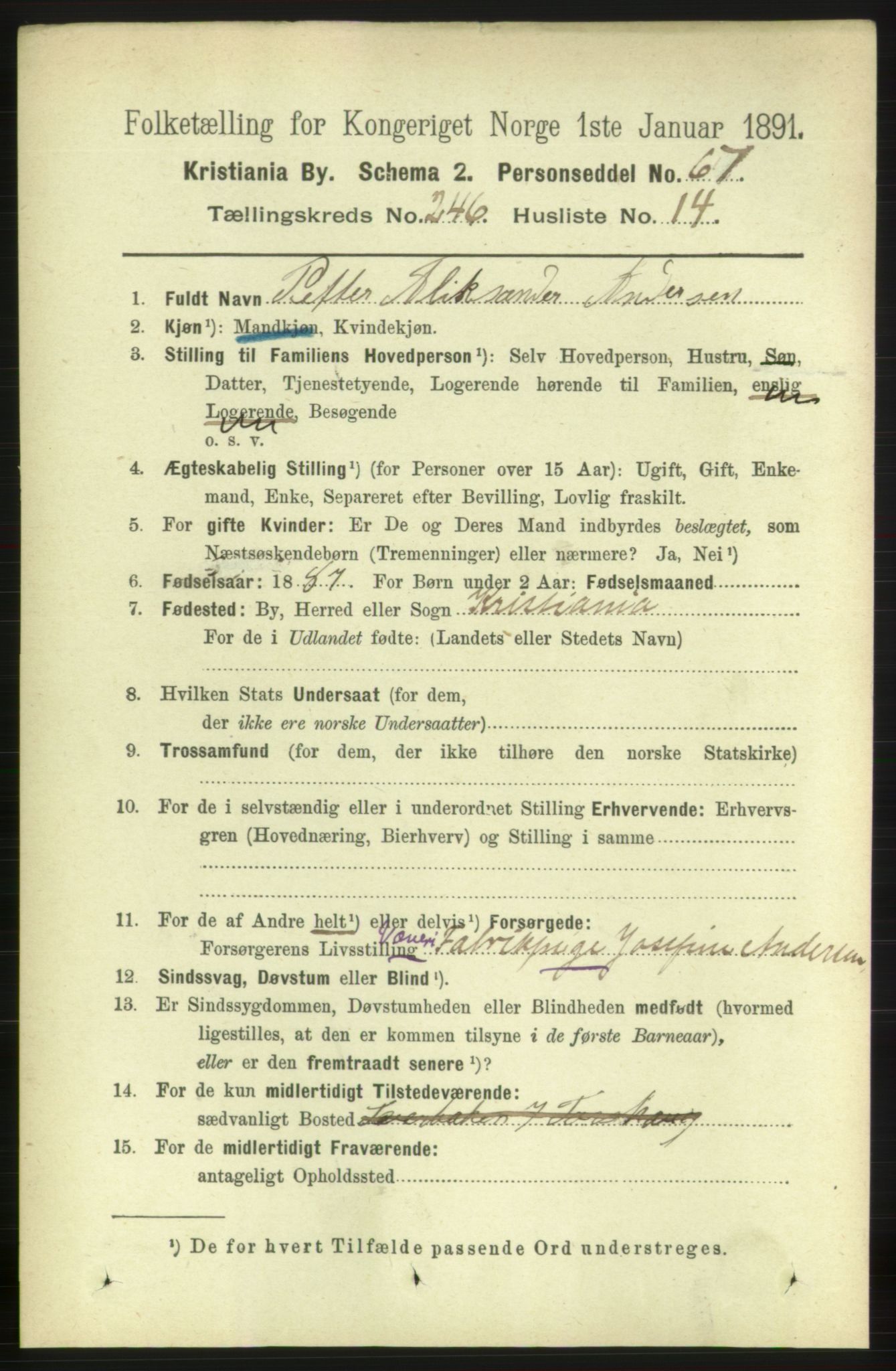 RA, 1891 census for 0301 Kristiania, 1891, p. 150326