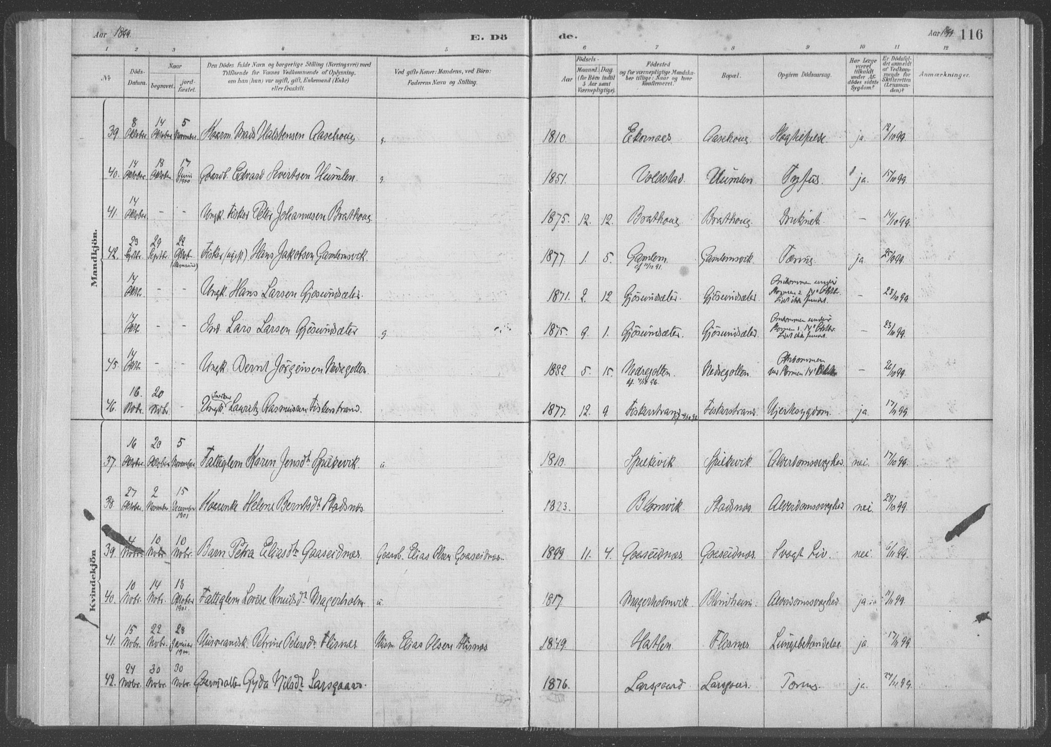 Ministerialprotokoller, klokkerbøker og fødselsregistre - Møre og Romsdal, AV/SAT-A-1454/528/L0403: Parish register (official) no. 528A13I, 1880-1947, p. 116