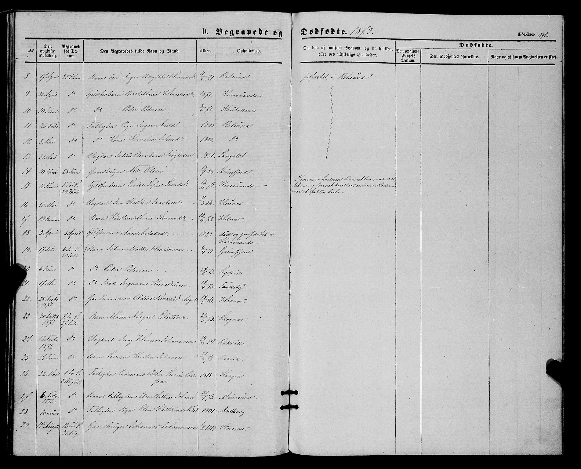 Skjervøy sokneprestkontor, AV/SATØ-S-1300/H/Ha/Haa/L0008kirke: Parish register (official) no. 8, 1871-1877, p. 176