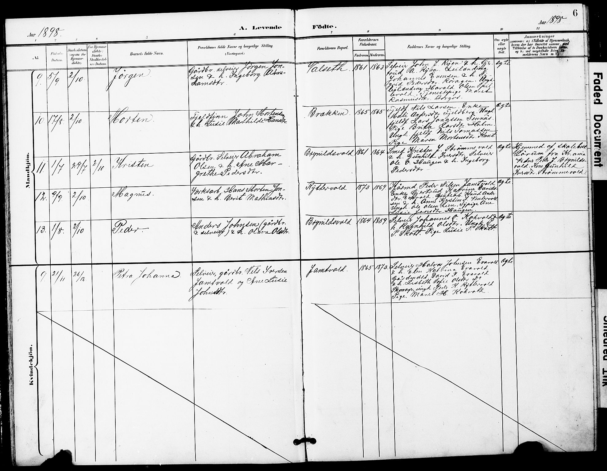 Ministerialprotokoller, klokkerbøker og fødselsregistre - Sør-Trøndelag, AV/SAT-A-1456/683/L0950: Parish register (copy) no. 683C02, 1897-1918, p. 6