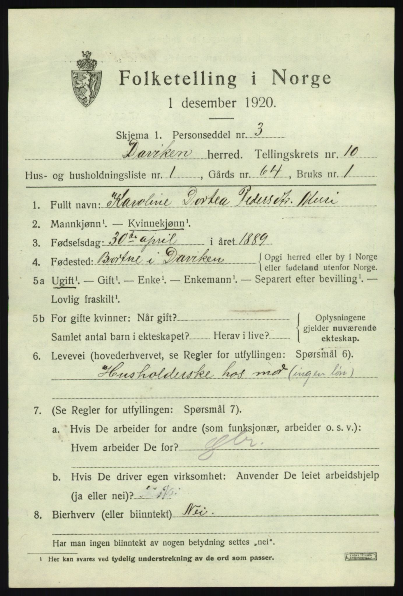 SAB, 1920 census for Davik, 1920, p. 5093