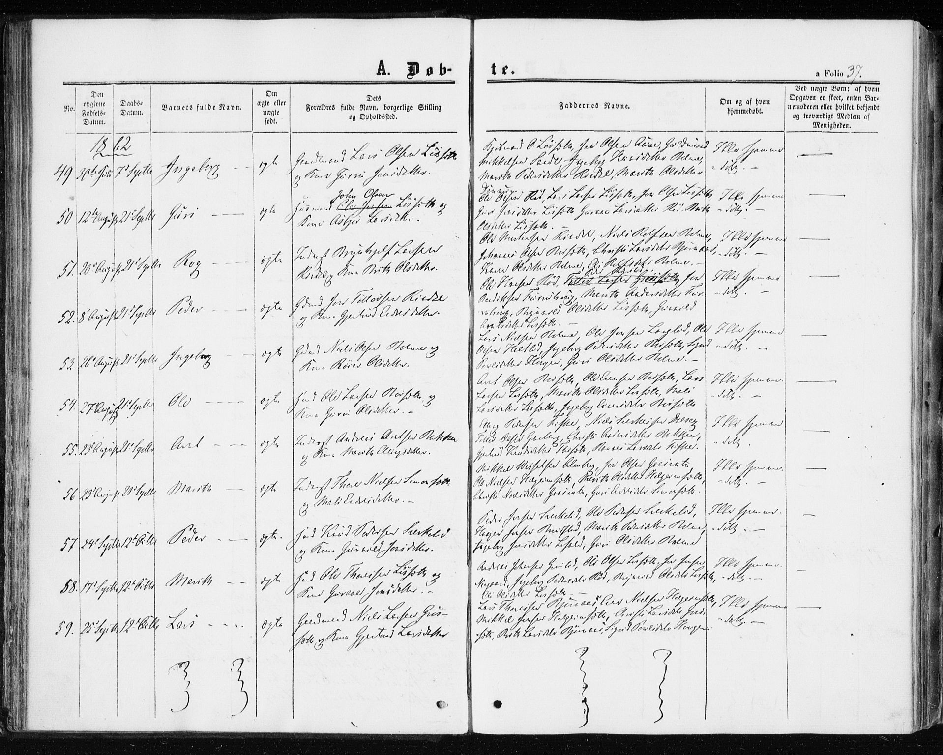 Ministerialprotokoller, klokkerbøker og fødselsregistre - Møre og Romsdal, AV/SAT-A-1454/598/L1067: Parish register (official) no. 598A01, 1858-1871, p. 37