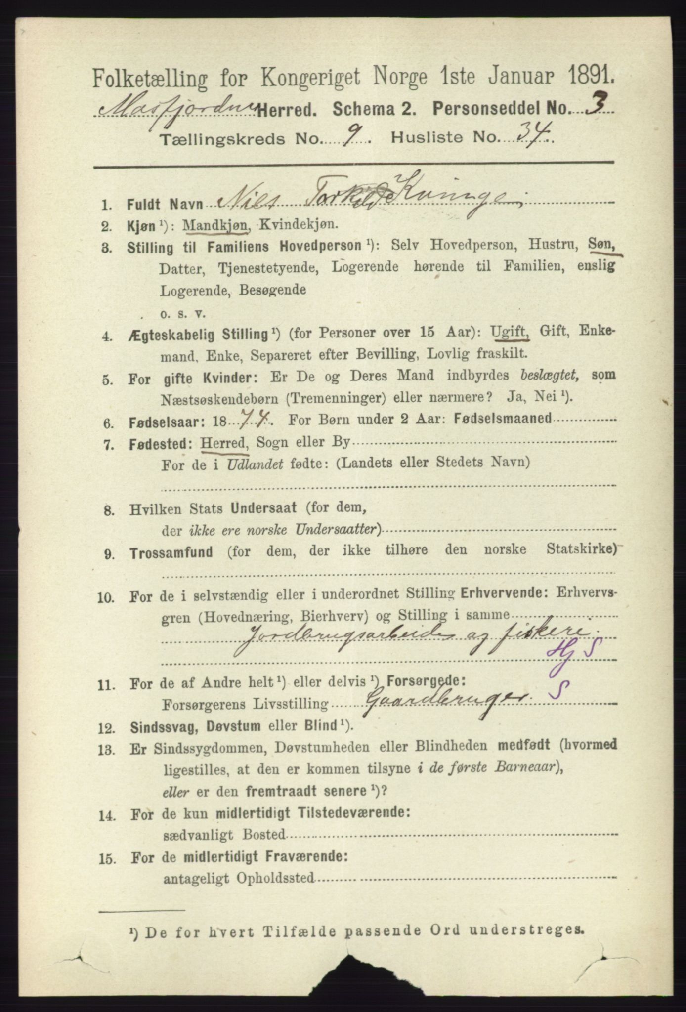 RA, 1891 census for 1266 Masfjorden, 1891, p. 1963