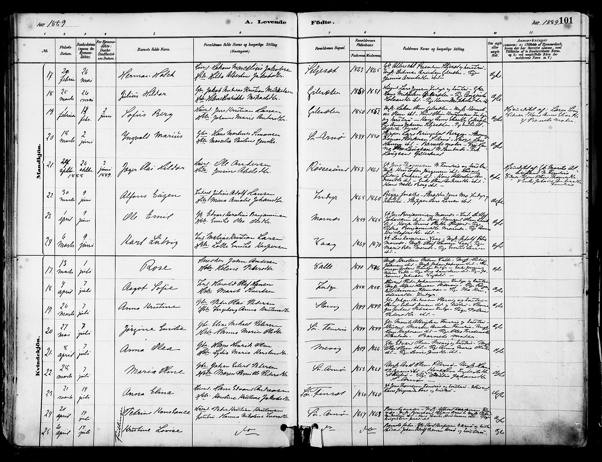 Ministerialprotokoller, klokkerbøker og fødselsregistre - Nordland, SAT/A-1459/805/L0099: Parish register (official) no. 805A06, 1880-1891, p. 101