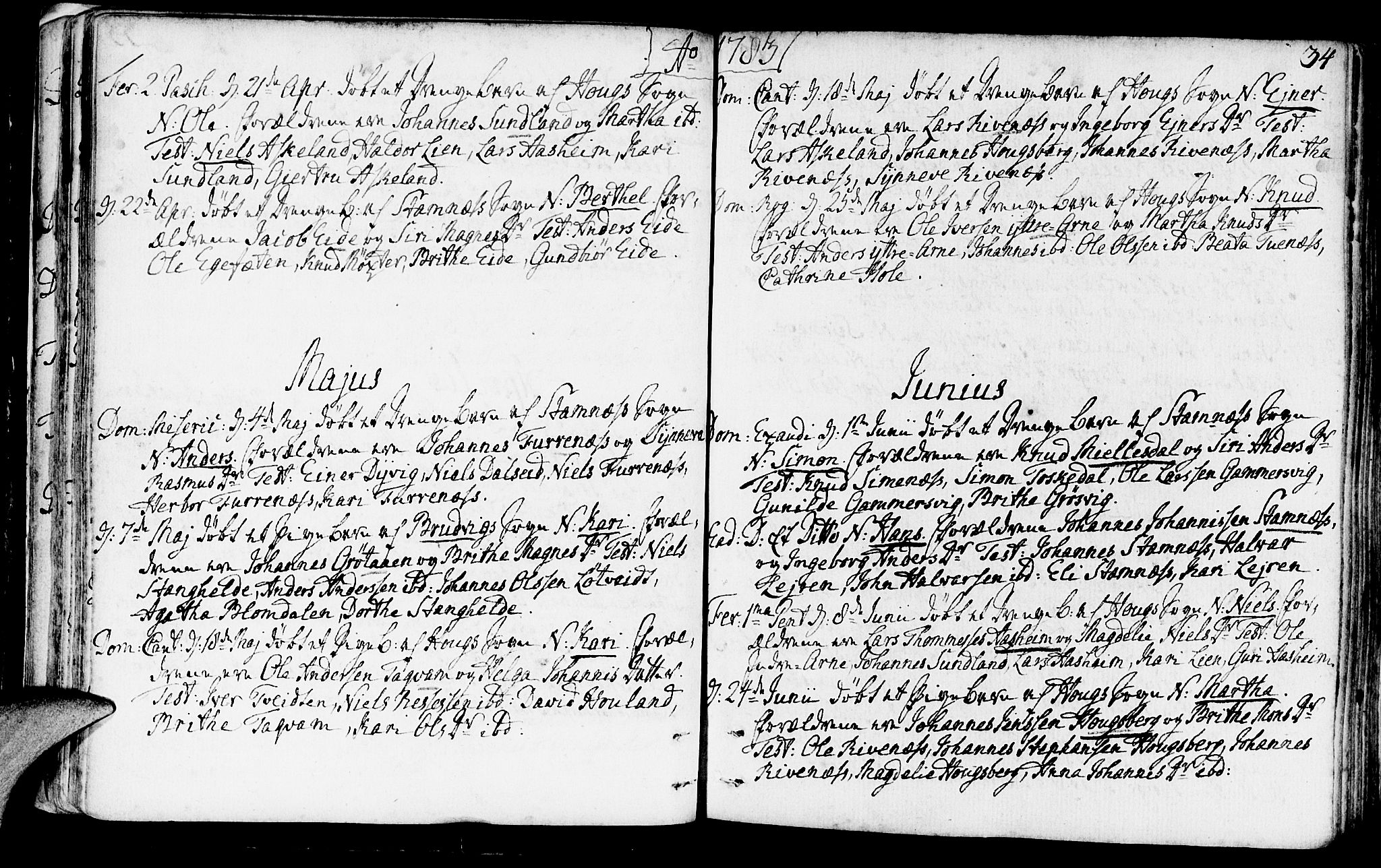 Haus sokneprestembete, AV/SAB-A-75601/H/Haa: Parish register (official) no. A 10, 1782-1796, p. 34