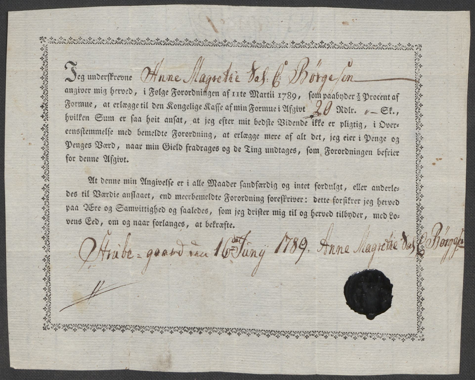 Rentekammeret inntil 1814, Reviderte regnskaper, Mindre regnskaper, RA/EA-4068/Rf/Rfe/L0015: Holmestrand, Idd og Marker fogderi, 1789, p. 372