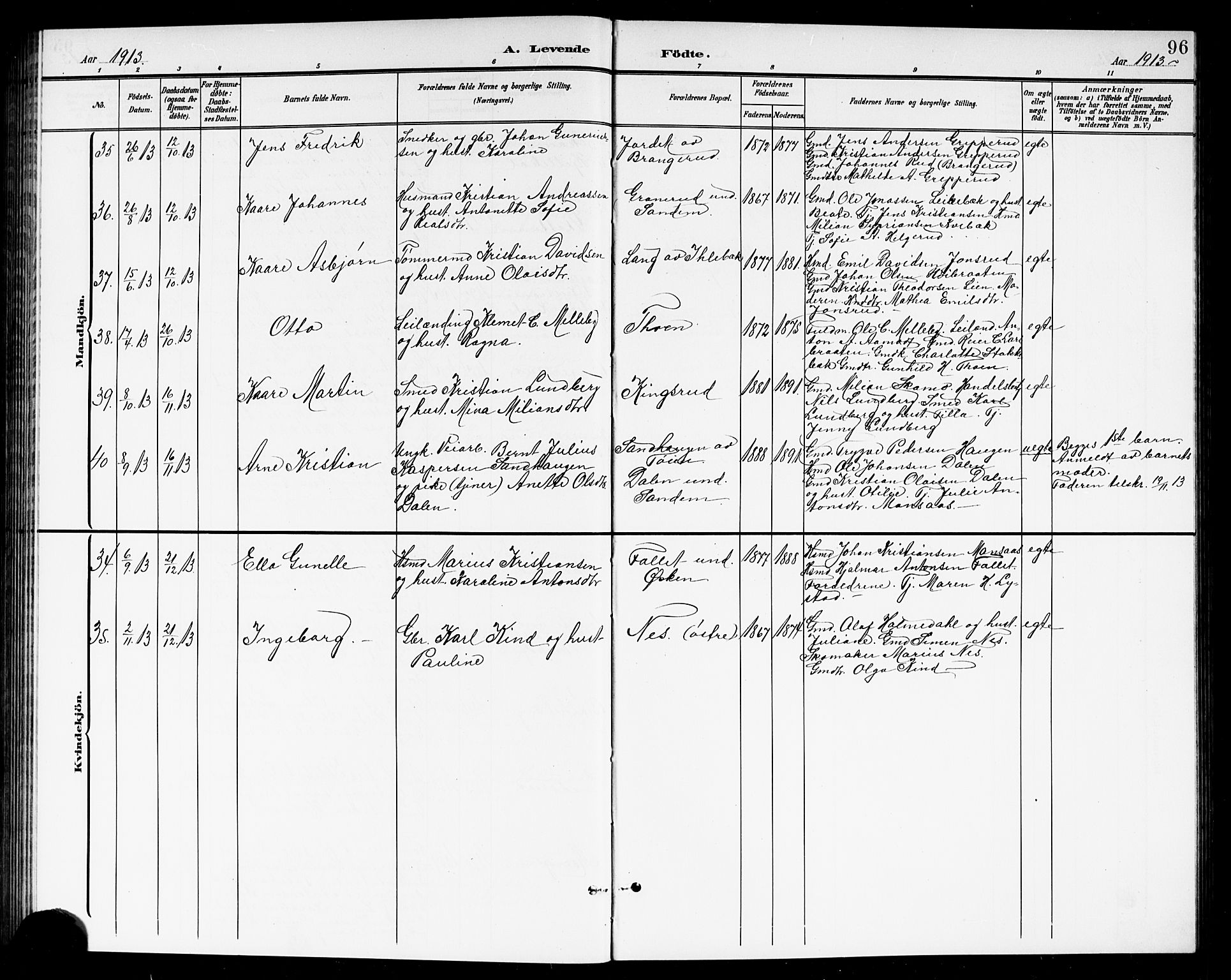 Høland prestekontor Kirkebøker, AV/SAO-A-10346a/G/Ga/L0007: Parish register (copy) no. I 7, 1902-1914, p. 96