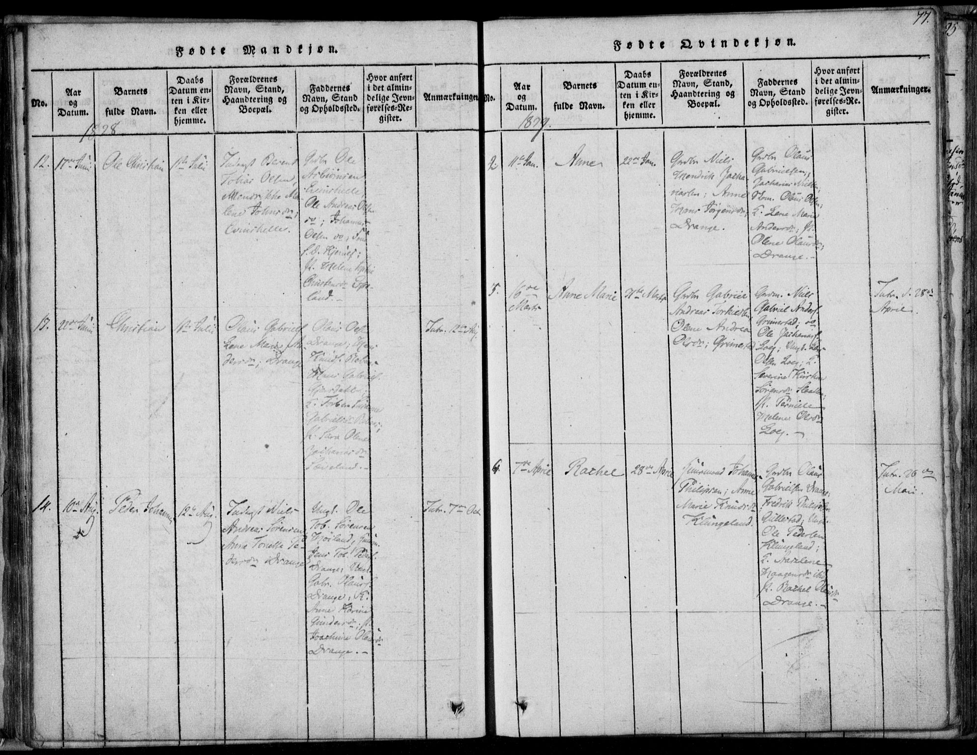 Herad sokneprestkontor, AV/SAK-1111-0018/F/Fa/Faa/L0003: Parish register (official) no. A 3, 1816-1844, p. 77