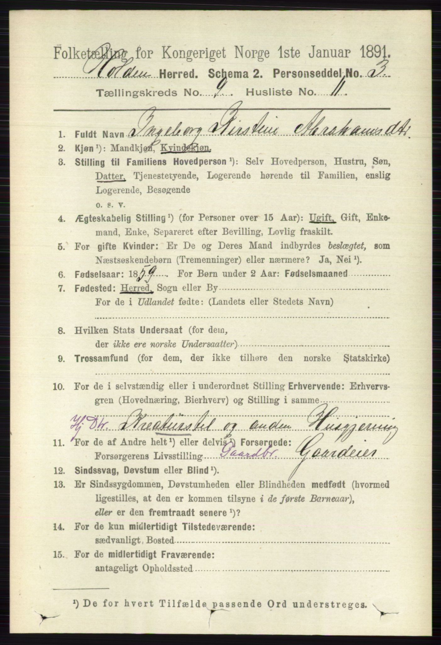 RA, 1891 census for 0819 Holla, 1891, p. 4144