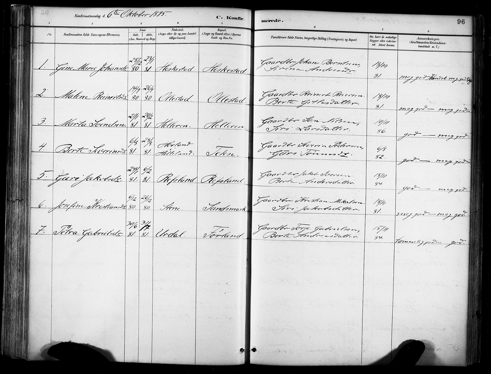 Lund sokneprestkontor, AV/SAST-A-101809/S06/L0012: Parish register (official) no. A 11, 1887-1921, p. 96