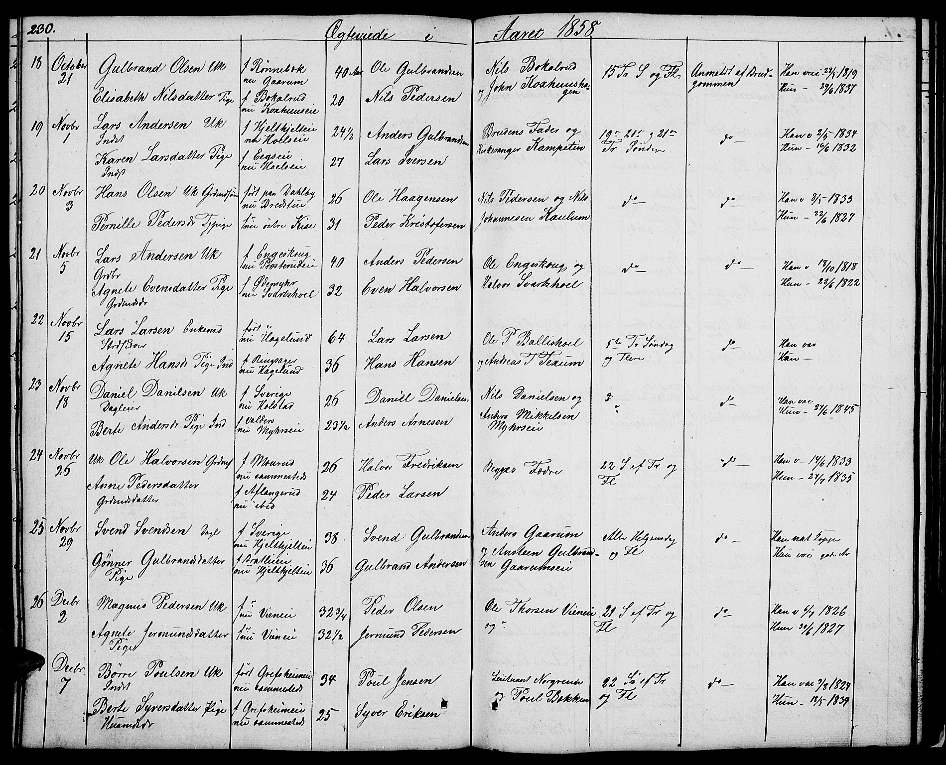 Nes prestekontor, Hedmark, AV/SAH-PREST-020/L/La/L0004: Parish register (copy) no. 4, 1832-1861, p. 230