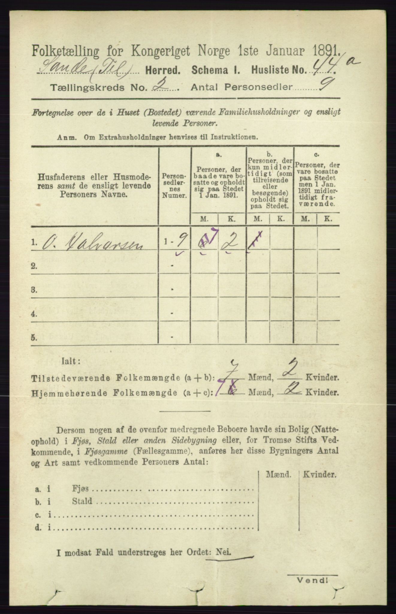 RA, 1891 census for 0822 Sauherad, 1891, p. 444