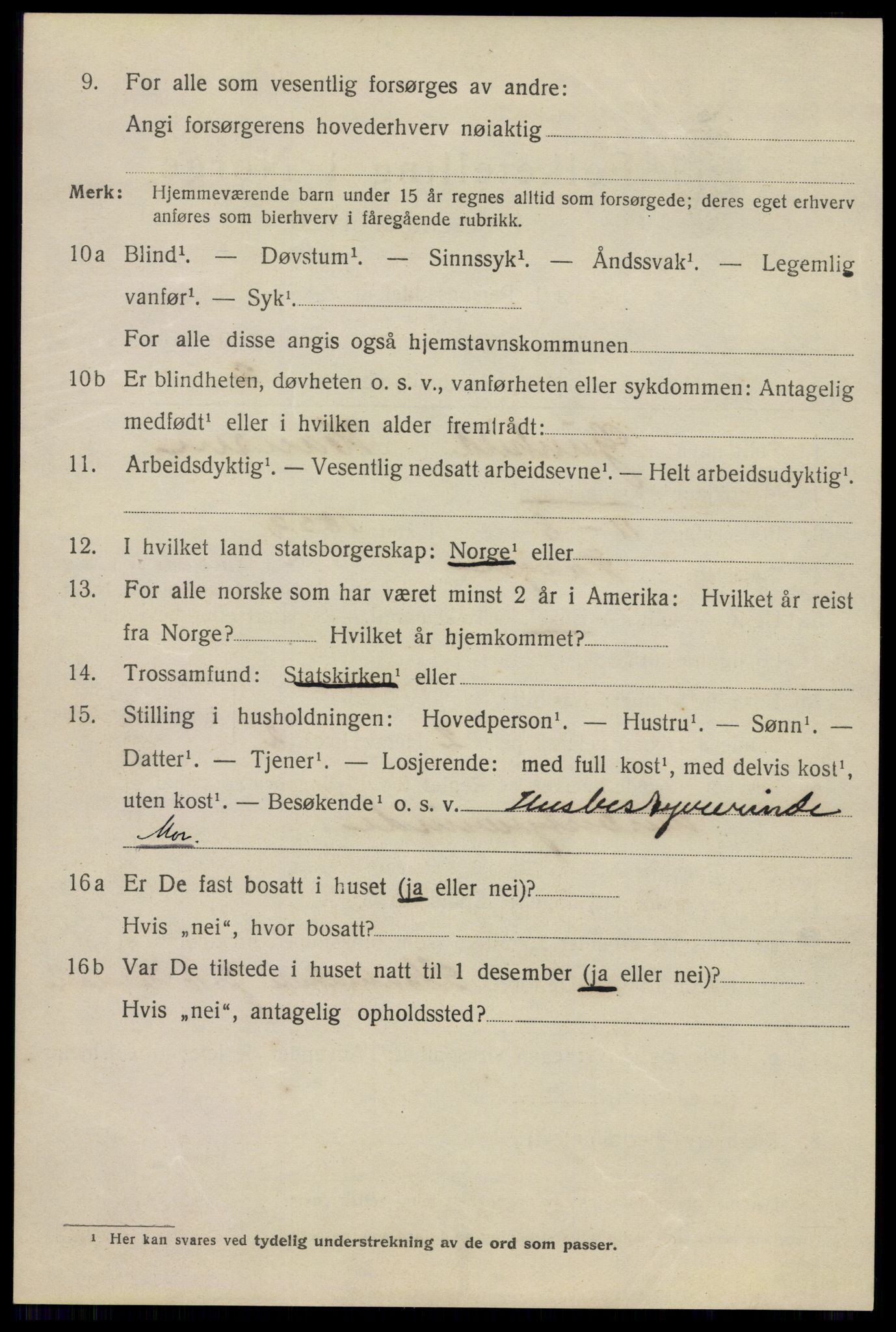 SAO, 1920 census for Drøbak, 1920, p. 3416