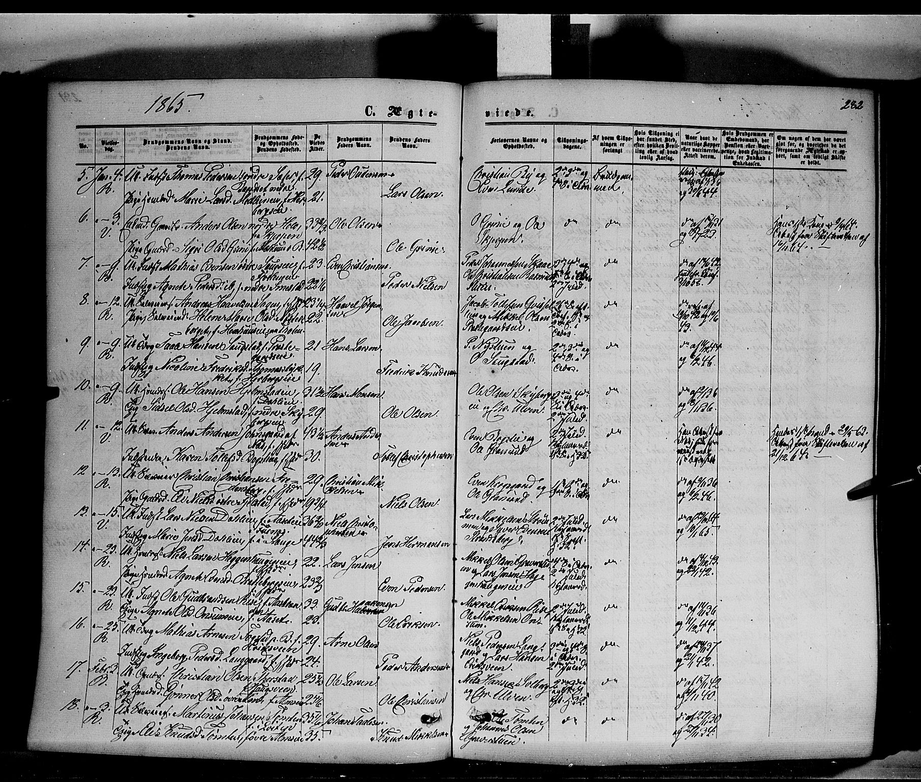 Ringsaker prestekontor, AV/SAH-PREST-014/K/Ka/L0010: Parish register (official) no. 10, 1861-1869, p. 282