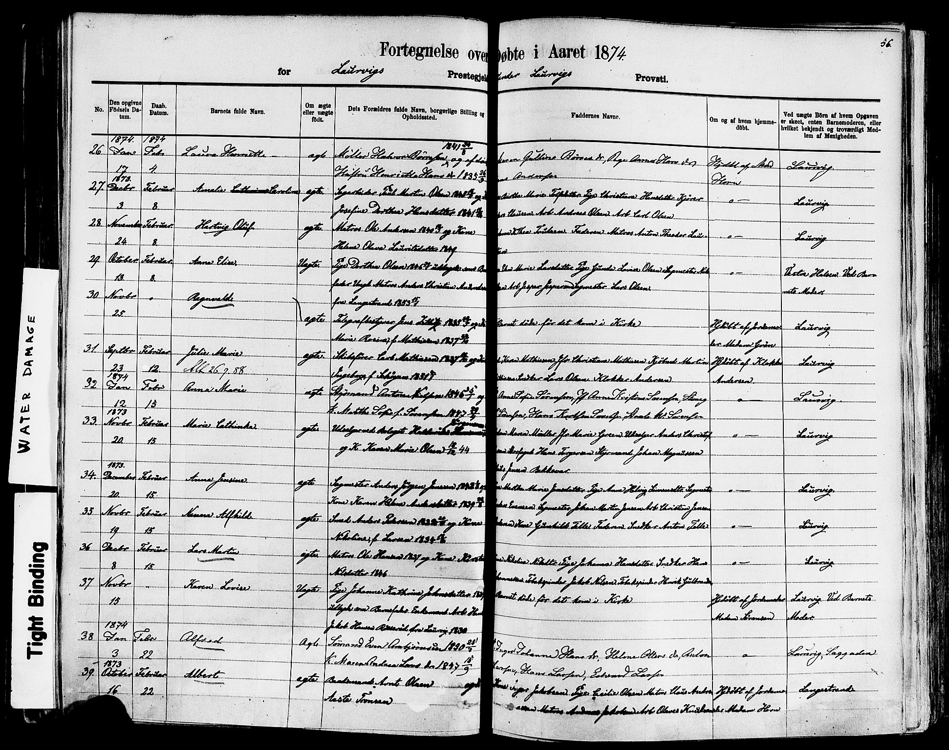 Larvik kirkebøker, AV/SAKO-A-352/F/Fa/L0006: Parish register (official) no. I 6, 1871-1883, p. 56