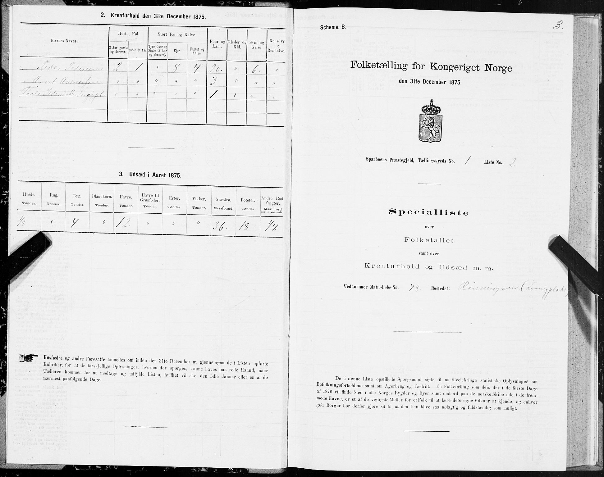 SAT, 1875 census for 1731P Sparbu, 1875, p. 1003