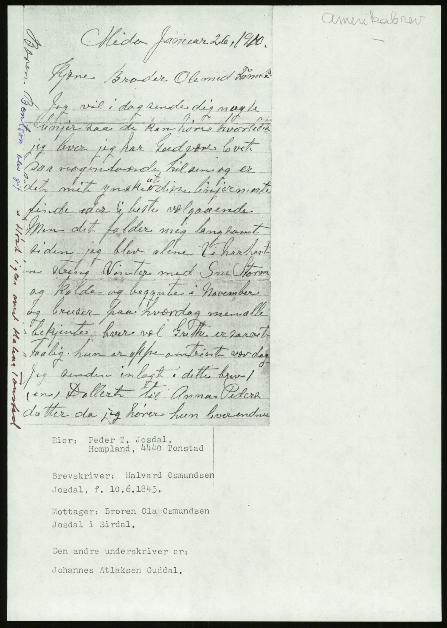 Samlinger til kildeutgivelse, Amerikabrevene, AV/RA-EA-4057/F/L0028: Innlån fra Vest-Agder , 1838-1914, p. 211