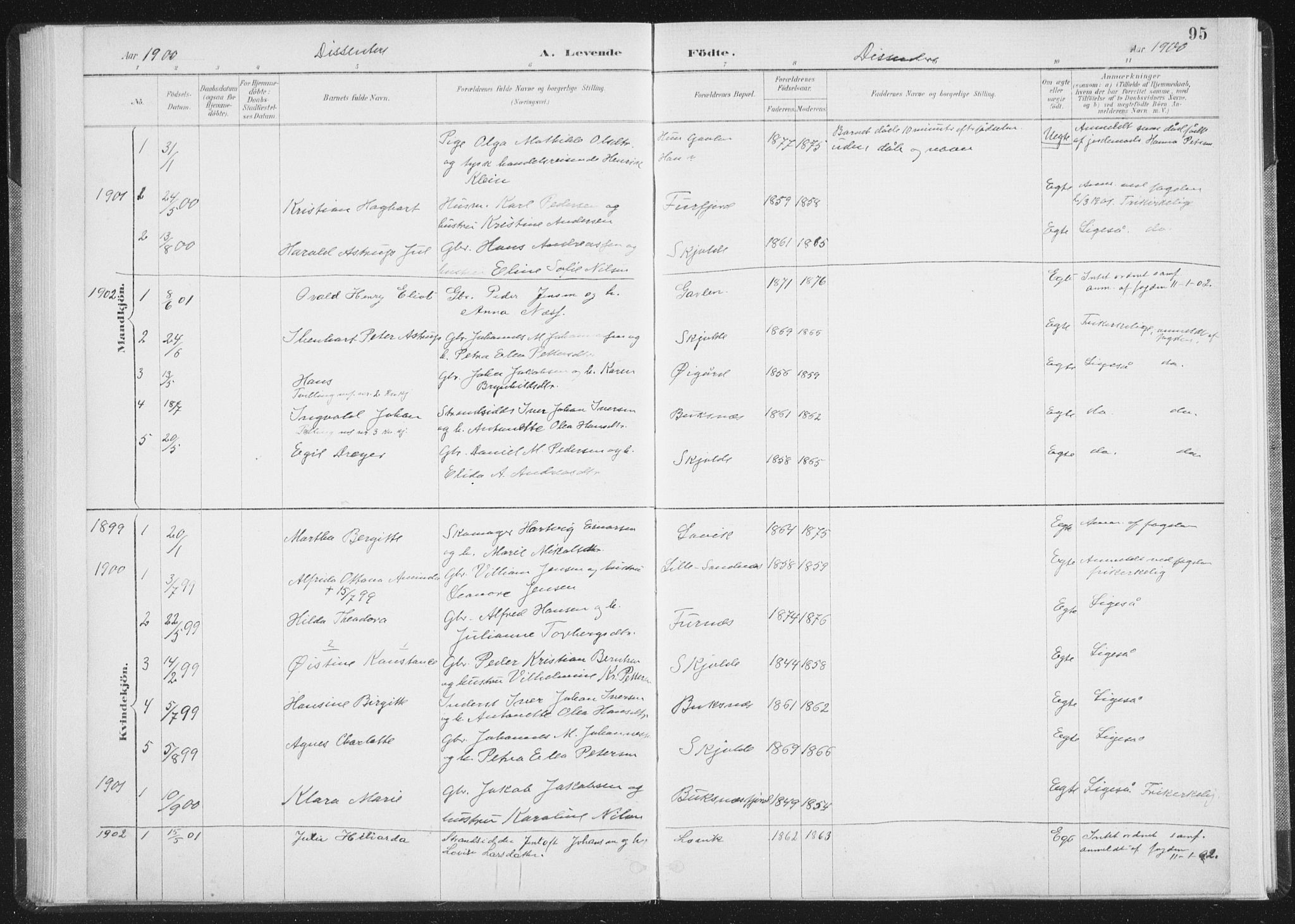 Ministerialprotokoller, klokkerbøker og fødselsregistre - Nordland, SAT/A-1459/898/L1422: Parish register (official) no. 898A02, 1887-1908, p. 95