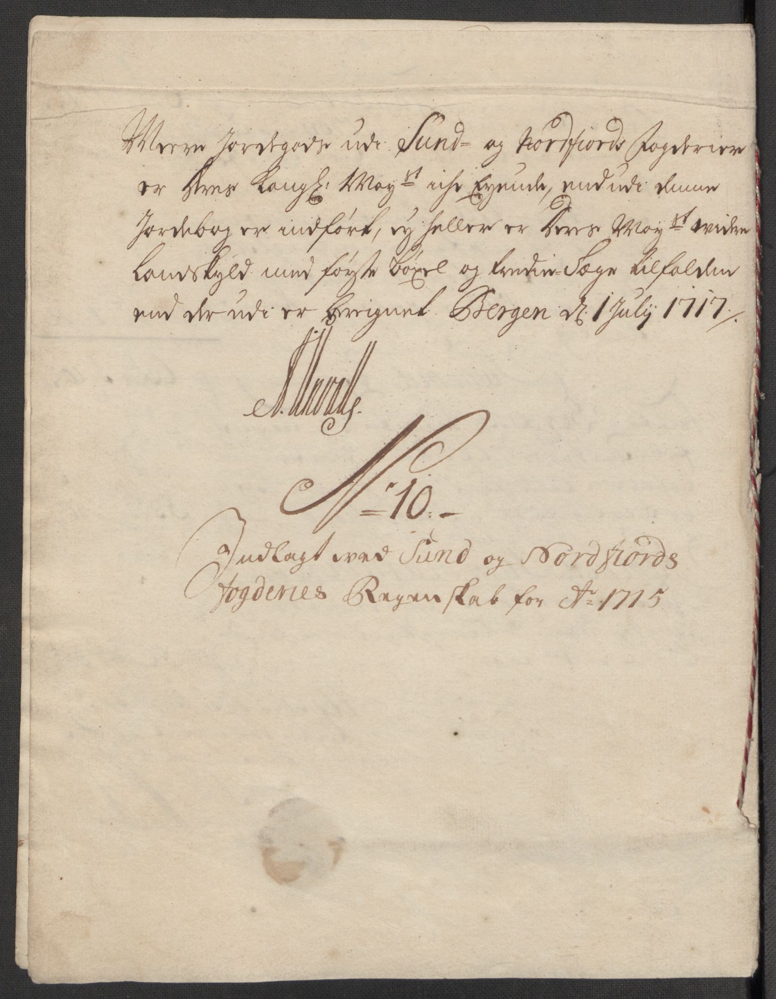 Rentekammeret inntil 1814, Reviderte regnskaper, Fogderegnskap, AV/RA-EA-4092/R53/L3439: Fogderegnskap Sunn- og Nordfjord, 1715, p. 292