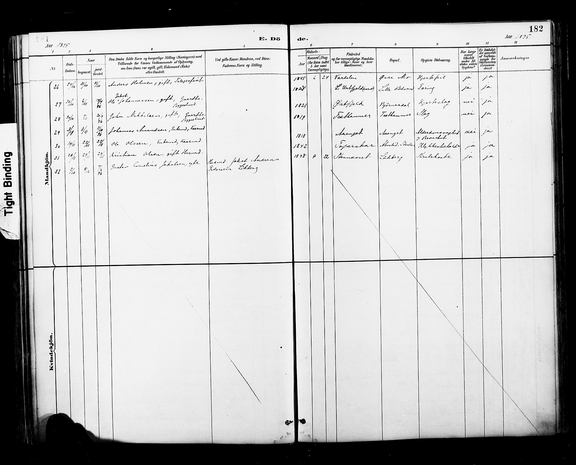 Ministerialprotokoller, klokkerbøker og fødselsregistre - Nordland, AV/SAT-A-1459/827/L0401: Parish register (official) no. 827A13, 1887-1905, p. 182