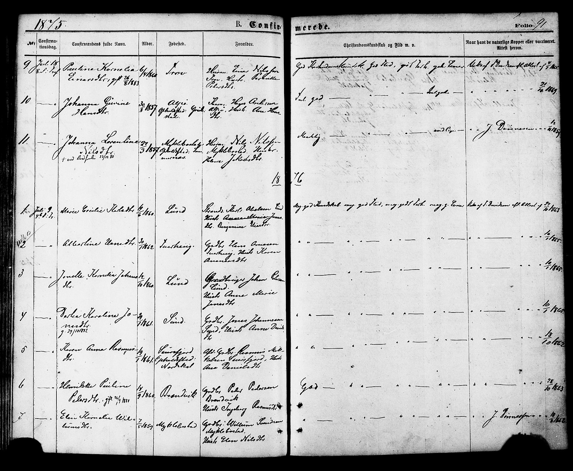 Ministerialprotokoller, klokkerbøker og fødselsregistre - Nordland, AV/SAT-A-1459/857/L0821: Parish register (official) no. 857A01, 1875-1889, p. 91