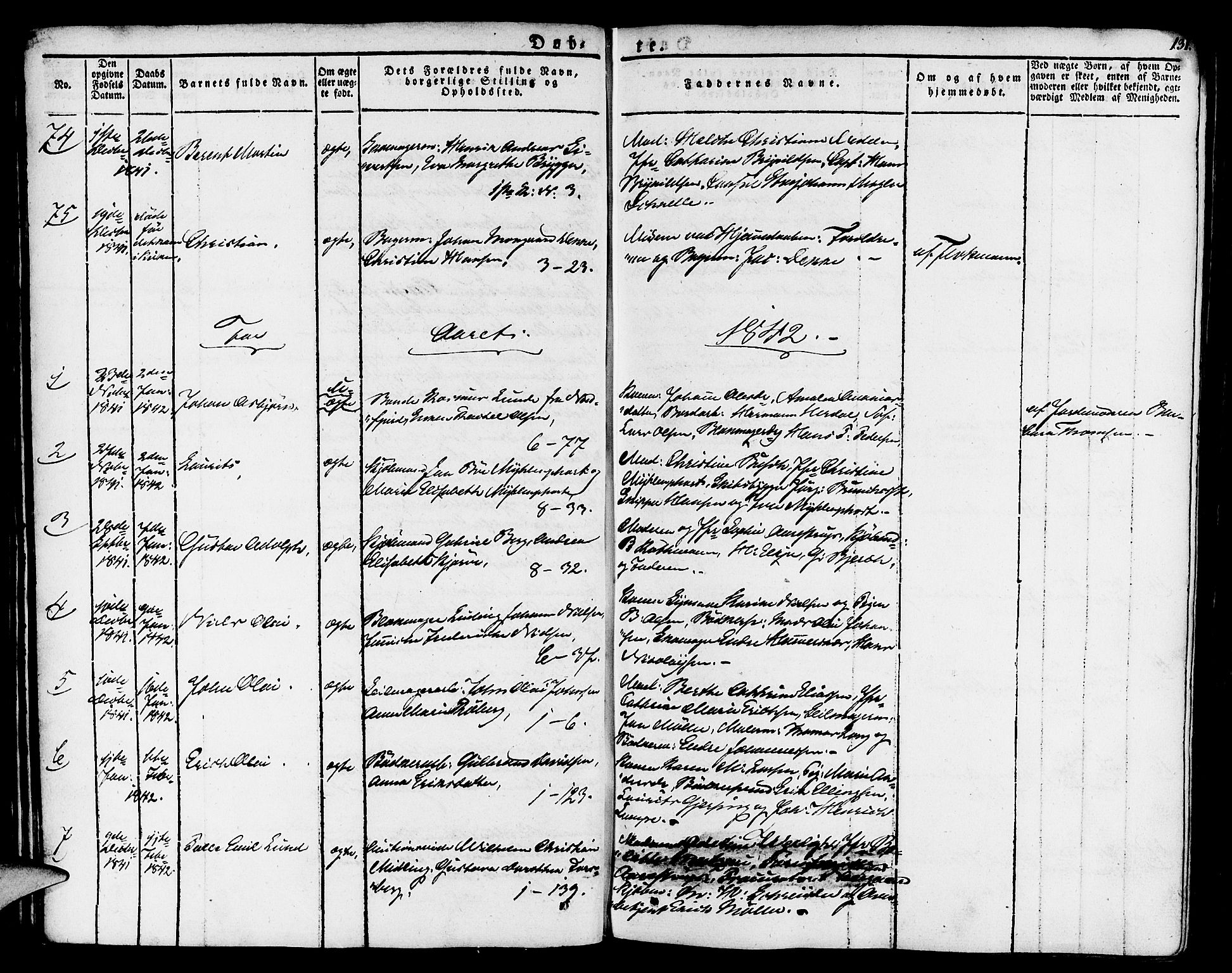 Nykirken Sokneprestembete, SAB/A-77101/H/Haa/L0012: Parish register (official) no. A 12, 1821-1844, p. 131