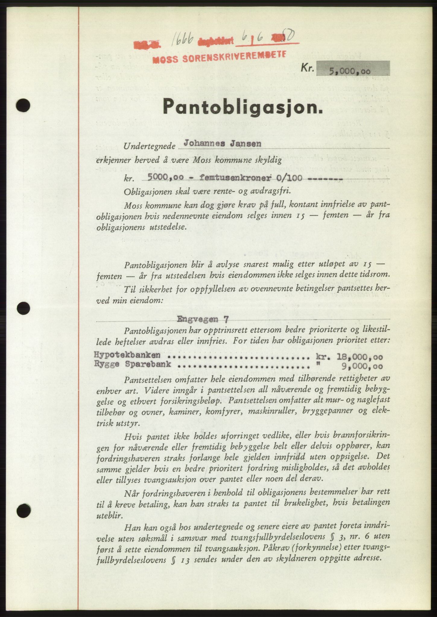 Moss sorenskriveri, AV/SAO-A-10168: Mortgage book no. B24, 1950-1950, Diary no: : 1666/1950