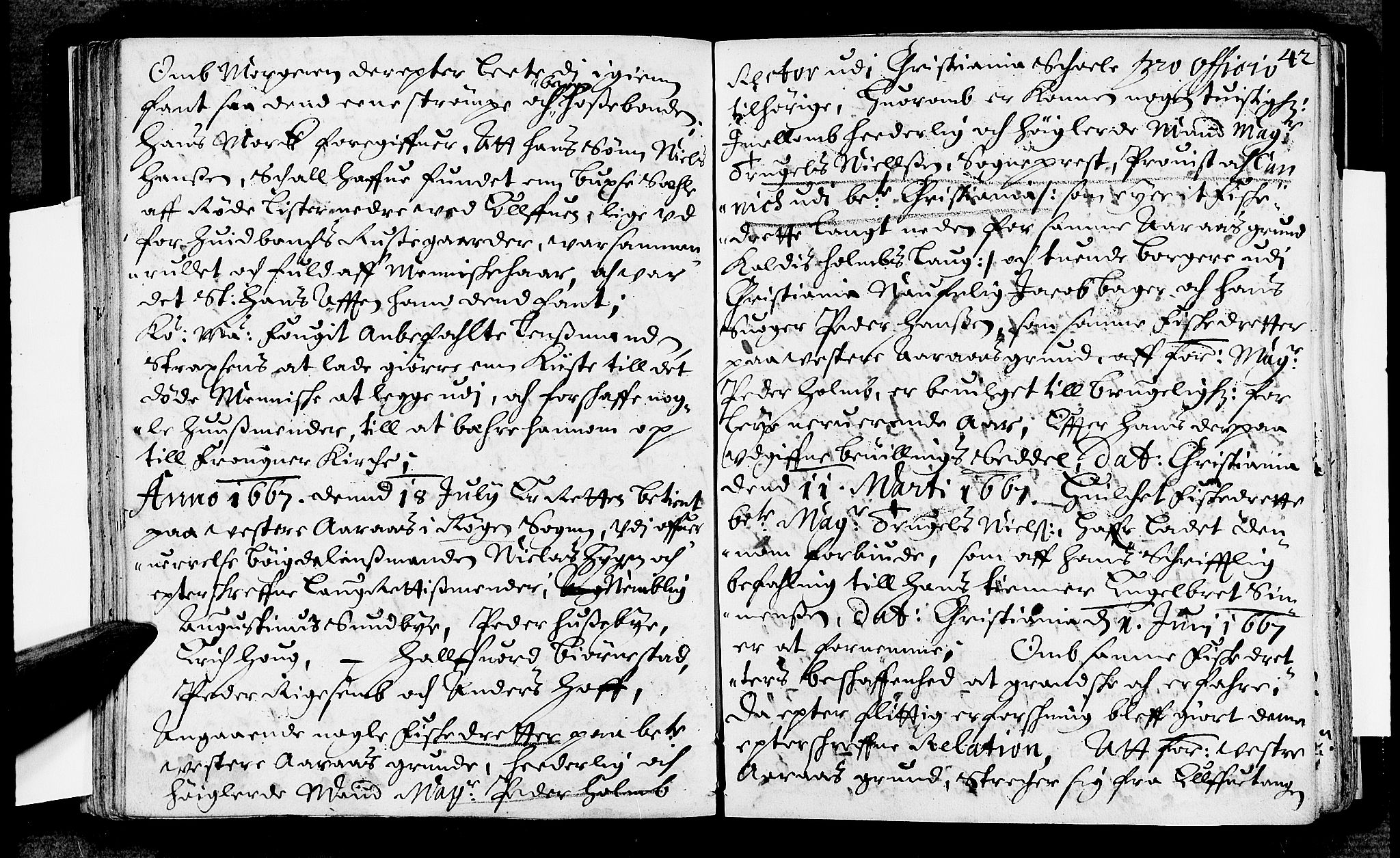 Lier, Røyken og Hurum sorenskriveri, SAKO/A-89/F/Fa/L0008: Tingbok, 1667, p. 42