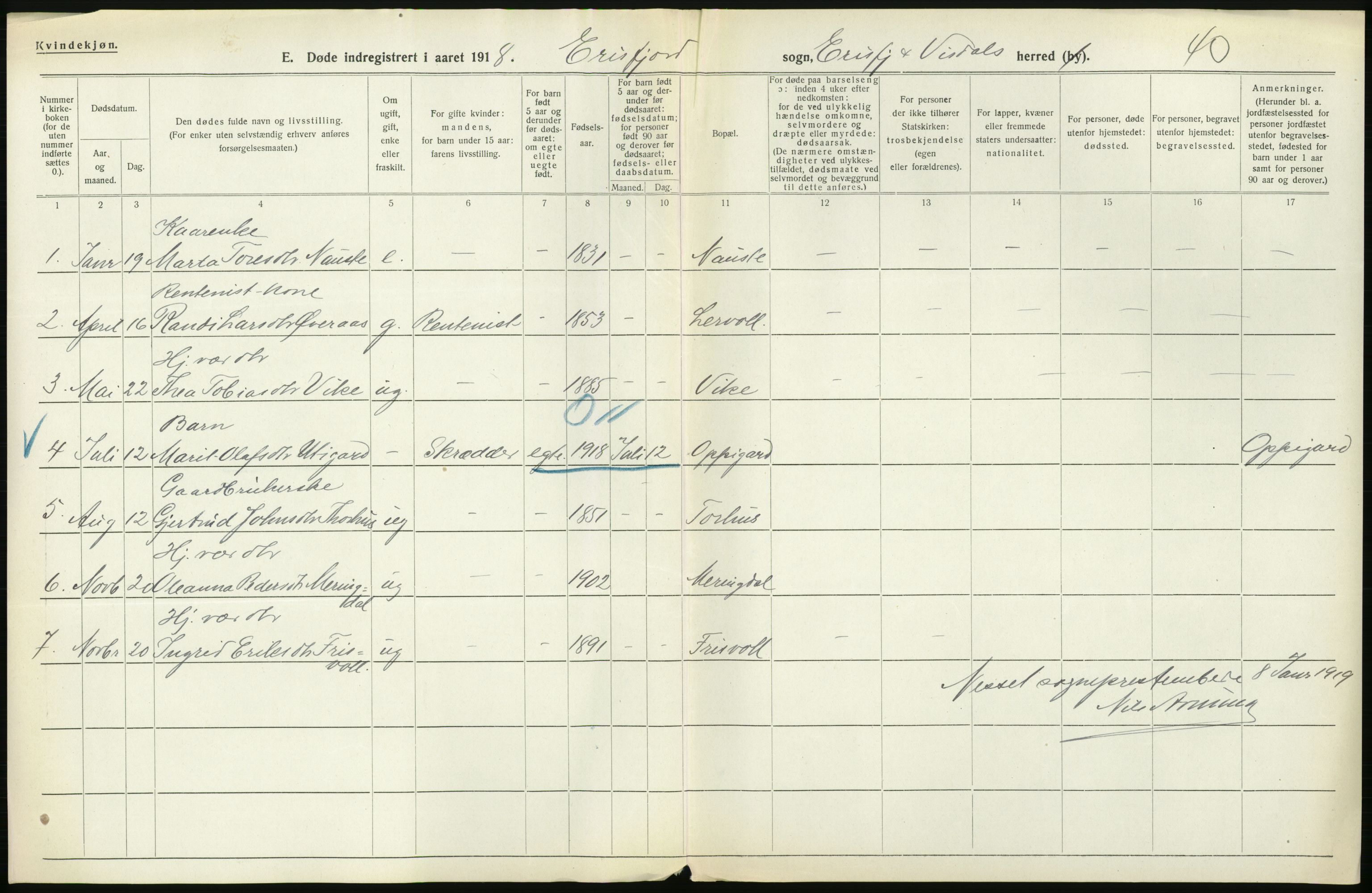 Statistisk sentralbyrå, Sosiodemografiske emner, Befolkning, AV/RA-S-2228/D/Df/Dfb/Dfbh/L0045: Møre fylke: Døde. Bygder og byer., 1918, p. 160