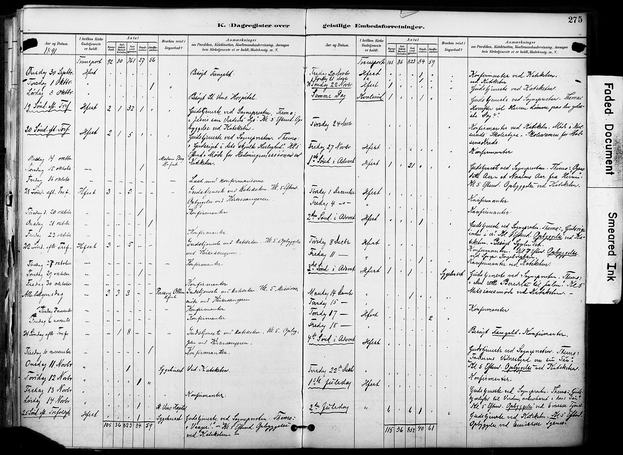 Hammerfest sokneprestkontor, AV/SATØ-S-1347/H/Ha/L0009.kirke: Parish register (official) no. 9, 1889-1897, p. 275