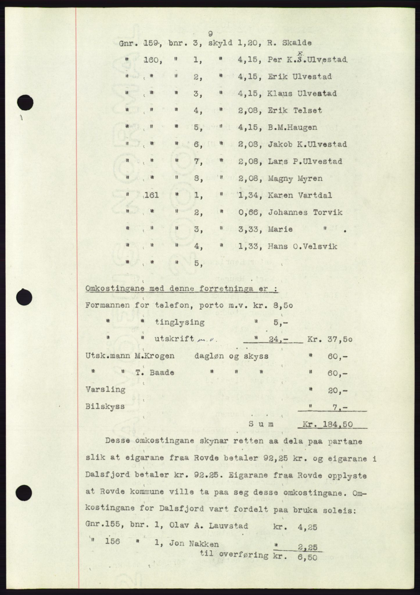 Søre Sunnmøre sorenskriveri, AV/SAT-A-4122/1/2/2C/L0086: Mortgage book no. 12A, 1949-1950, Diary no: : 22/1950