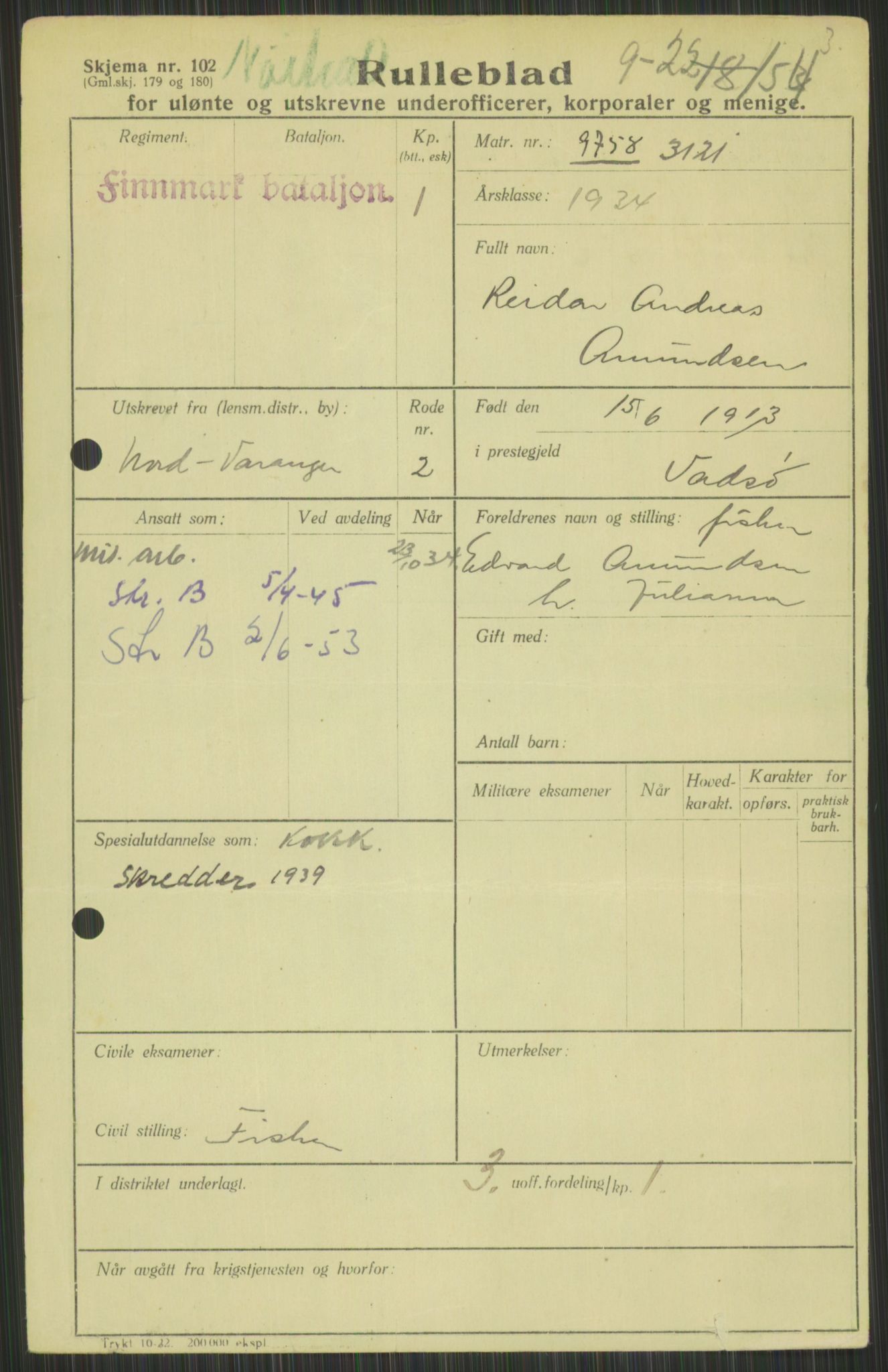 Forsvaret, Varanger bataljon, AV/RA-RAFA-2258/1/D/L0441: Rulleblad for fødte 1913-1917, 1913-1917, p. 11